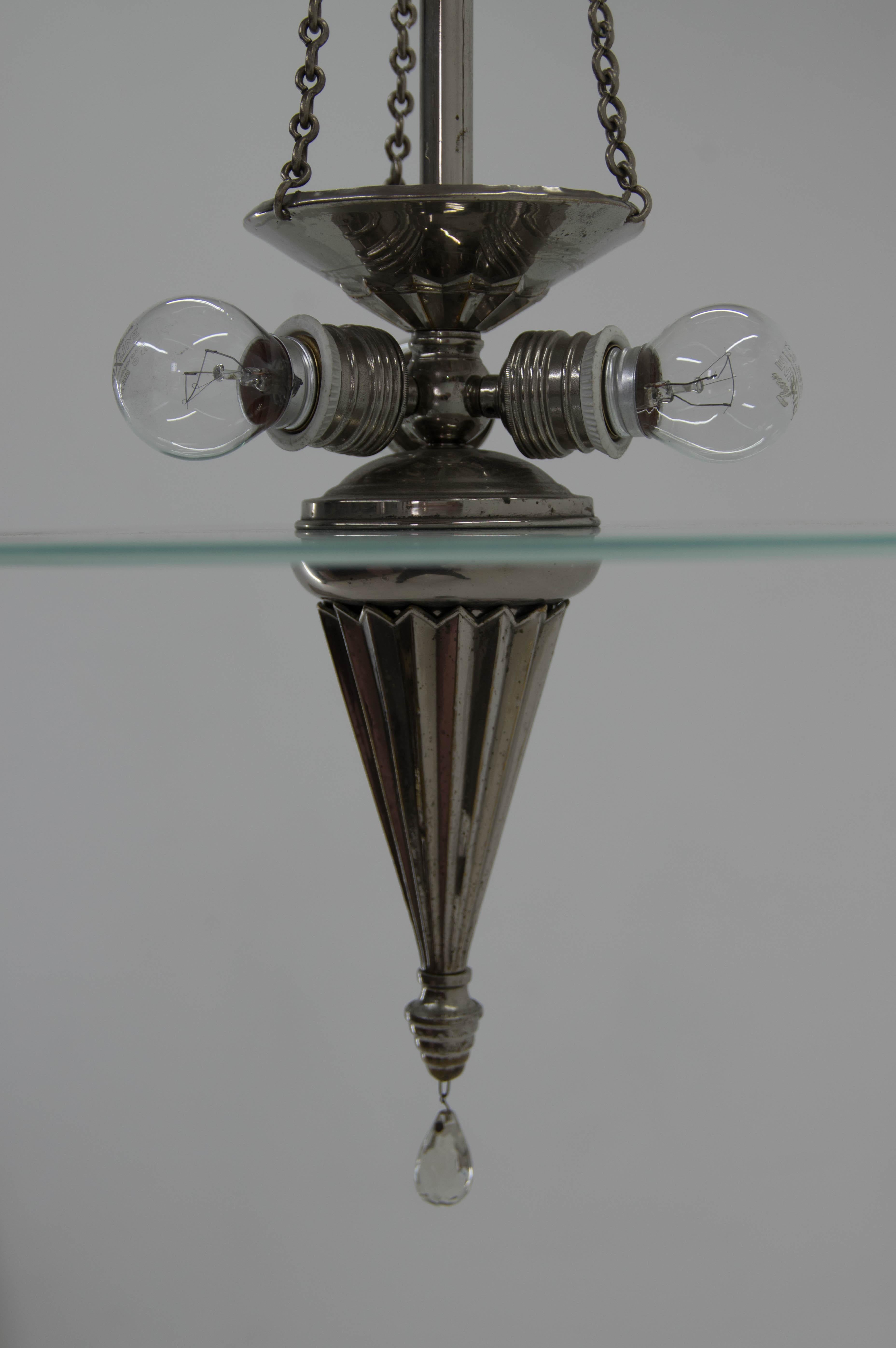 Glass Rare Wiener Werkstatte Chandelier, Attributed to Dagobert Peche, 1920s For Sale