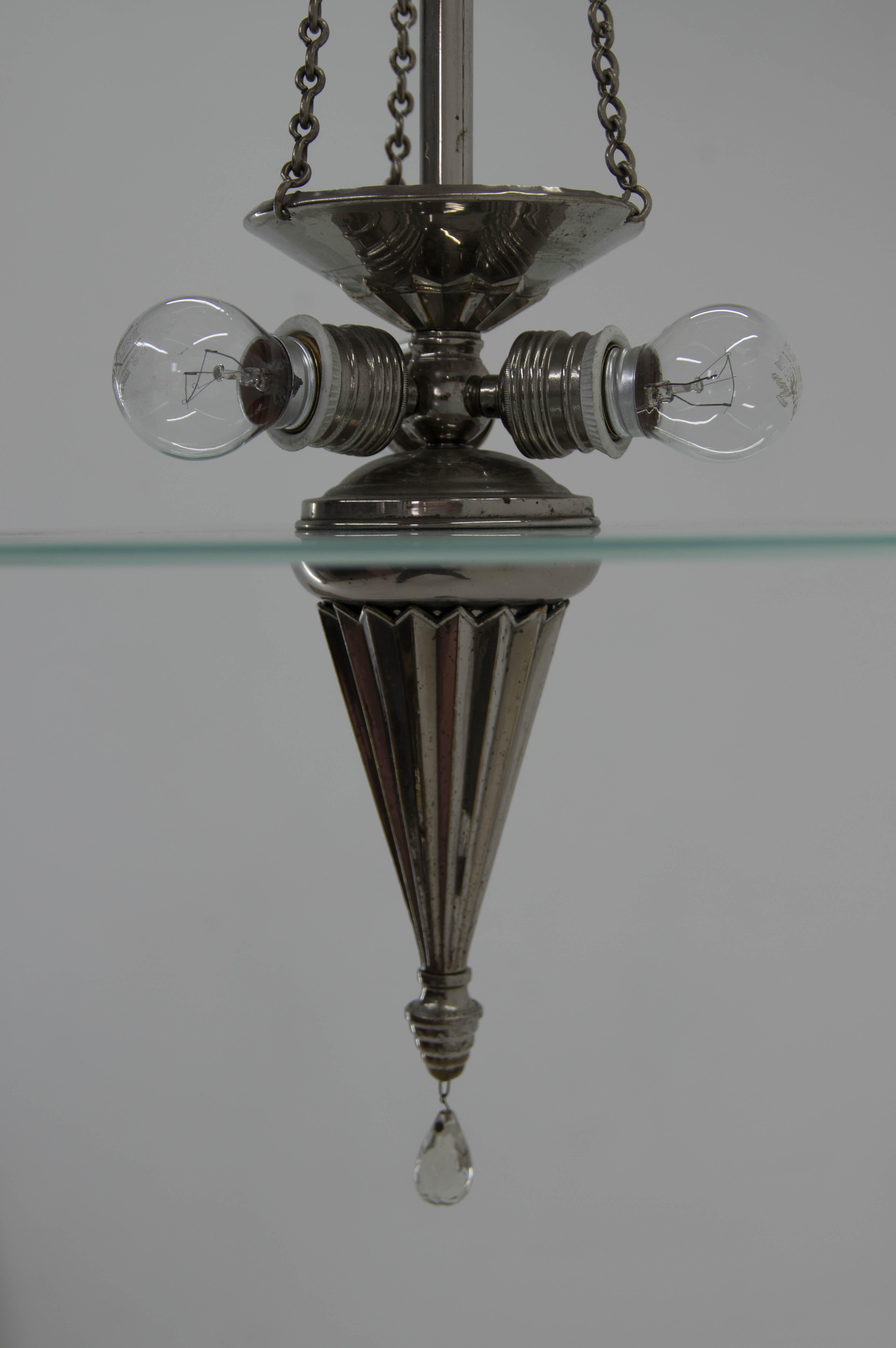 Glass Rare Wiener Werkstatte Chandelier, Attributed to Dagobert Peche, 1920s