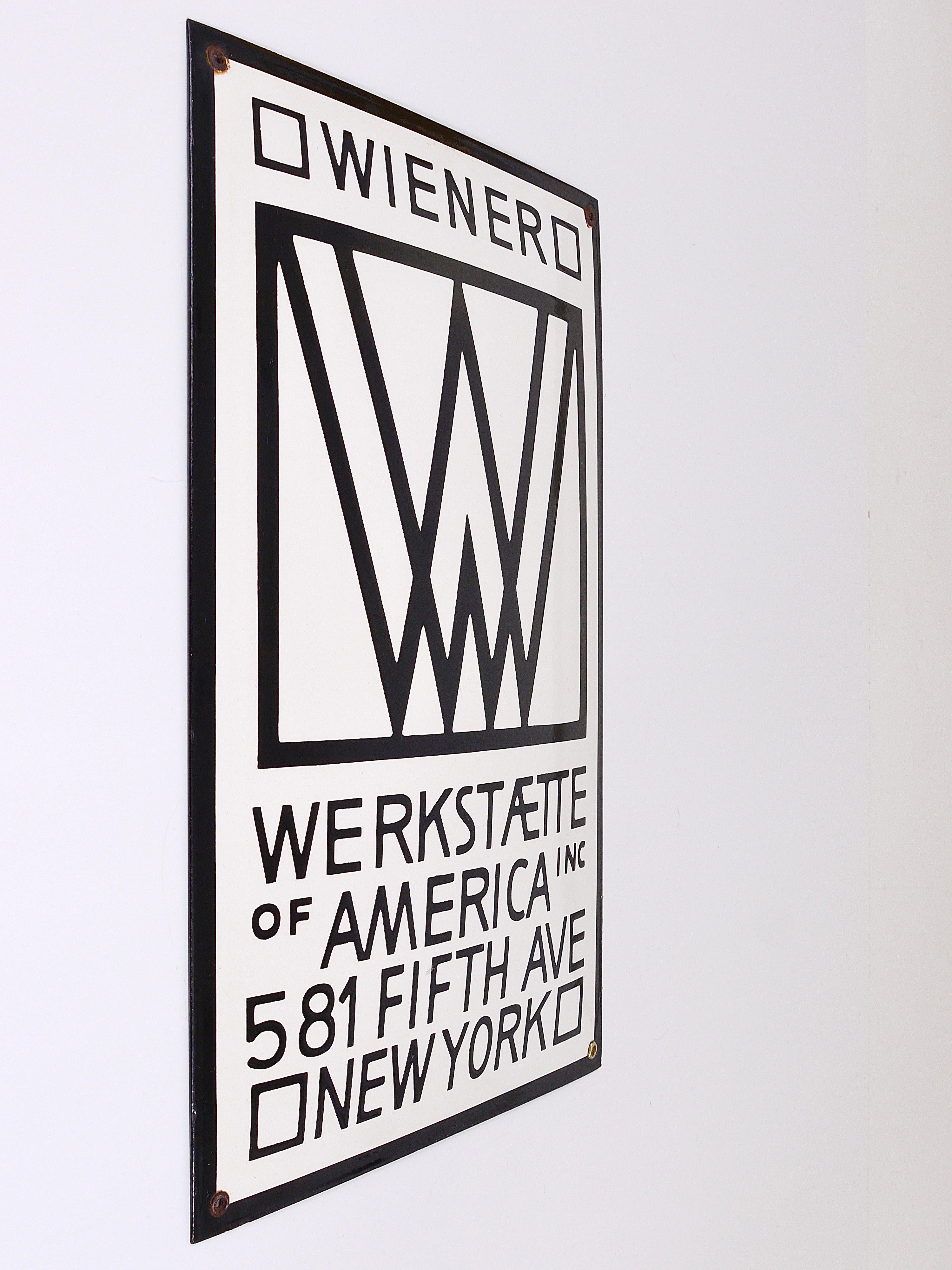 Rare panneau publicitaire émaillé Wiener Werkstätte of America Inc New York 2