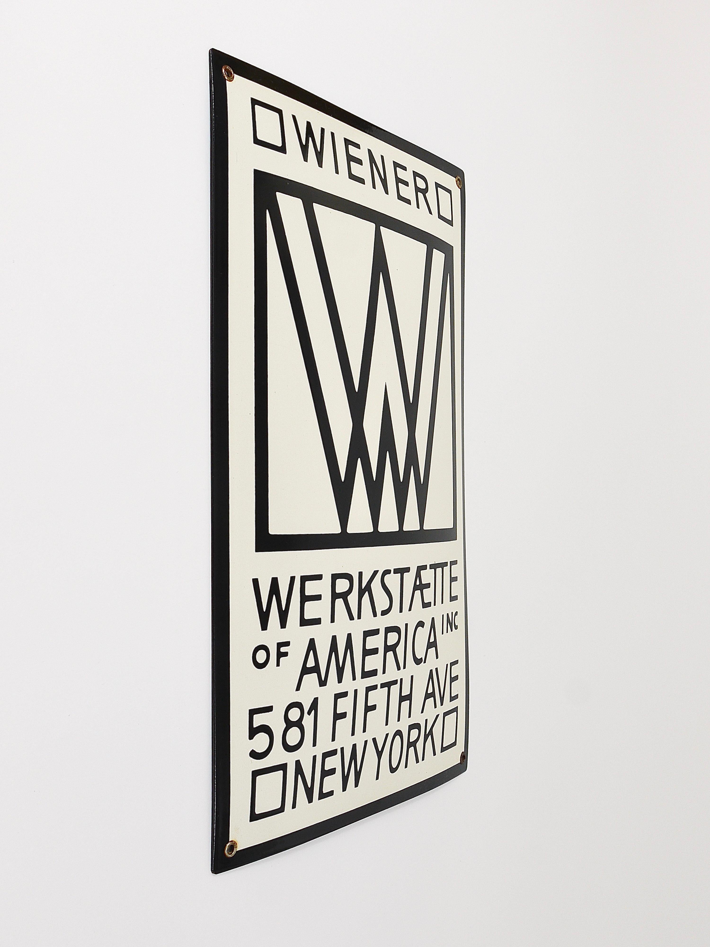 Seltene Wiener Werkstätte of America Inc New York Emailliertes Werbeschild im Angebot 3
