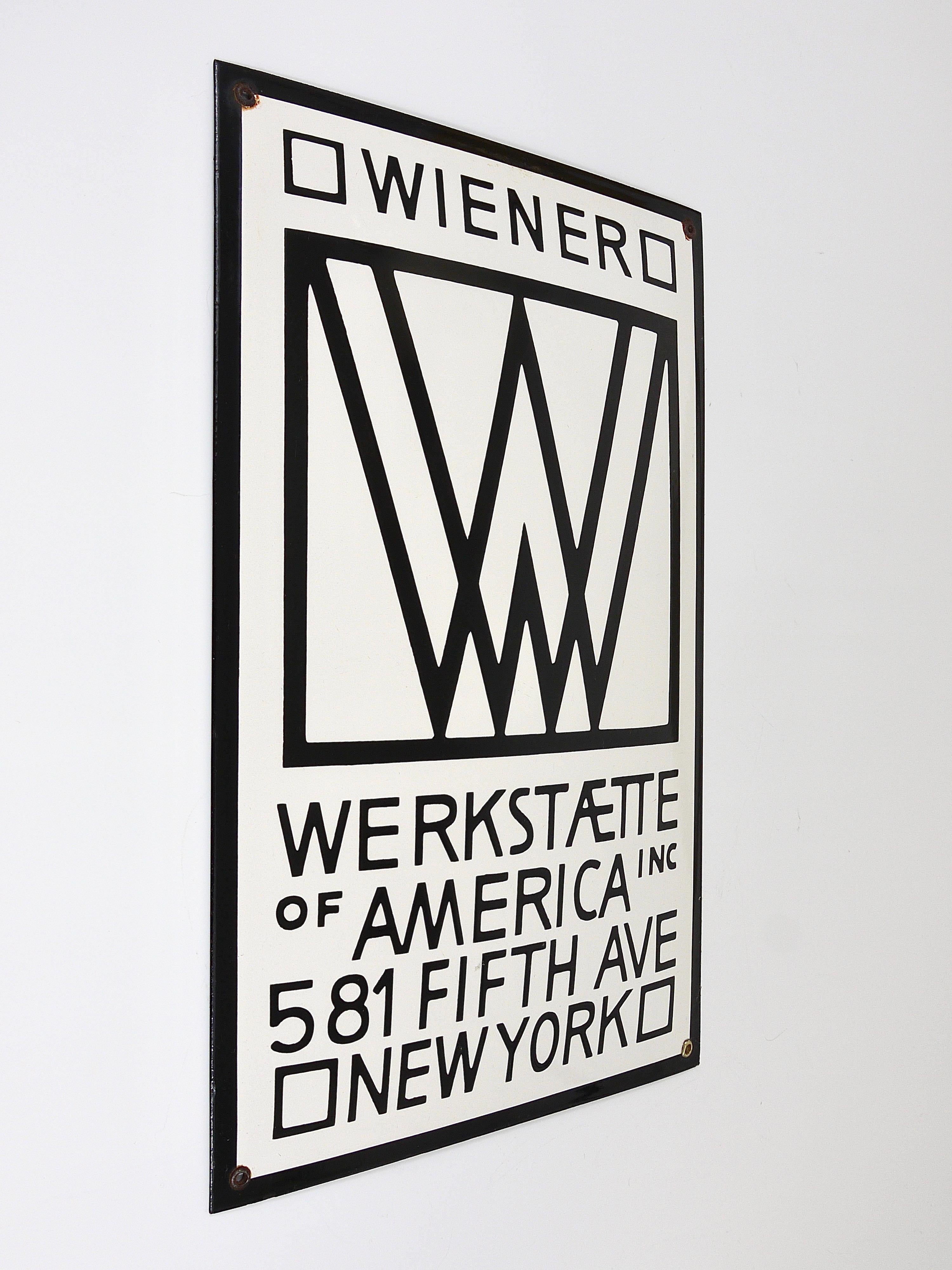 Rare panneau publicitaire émaillé Wiener Werkstätte of America Inc New York 3