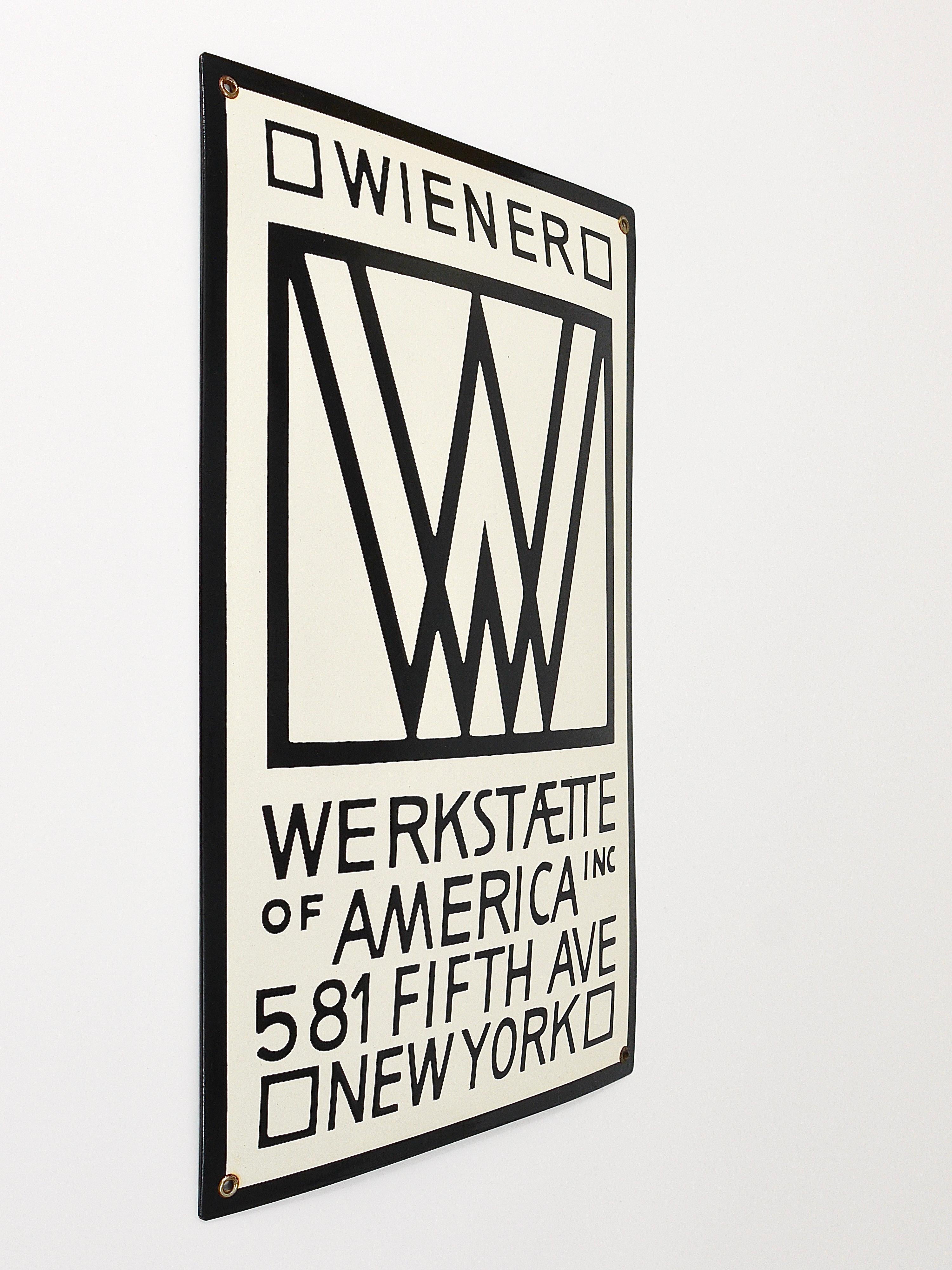 Seltene Wiener Werkstätte of America Inc New York Emailliertes Werbeschild im Angebot 4