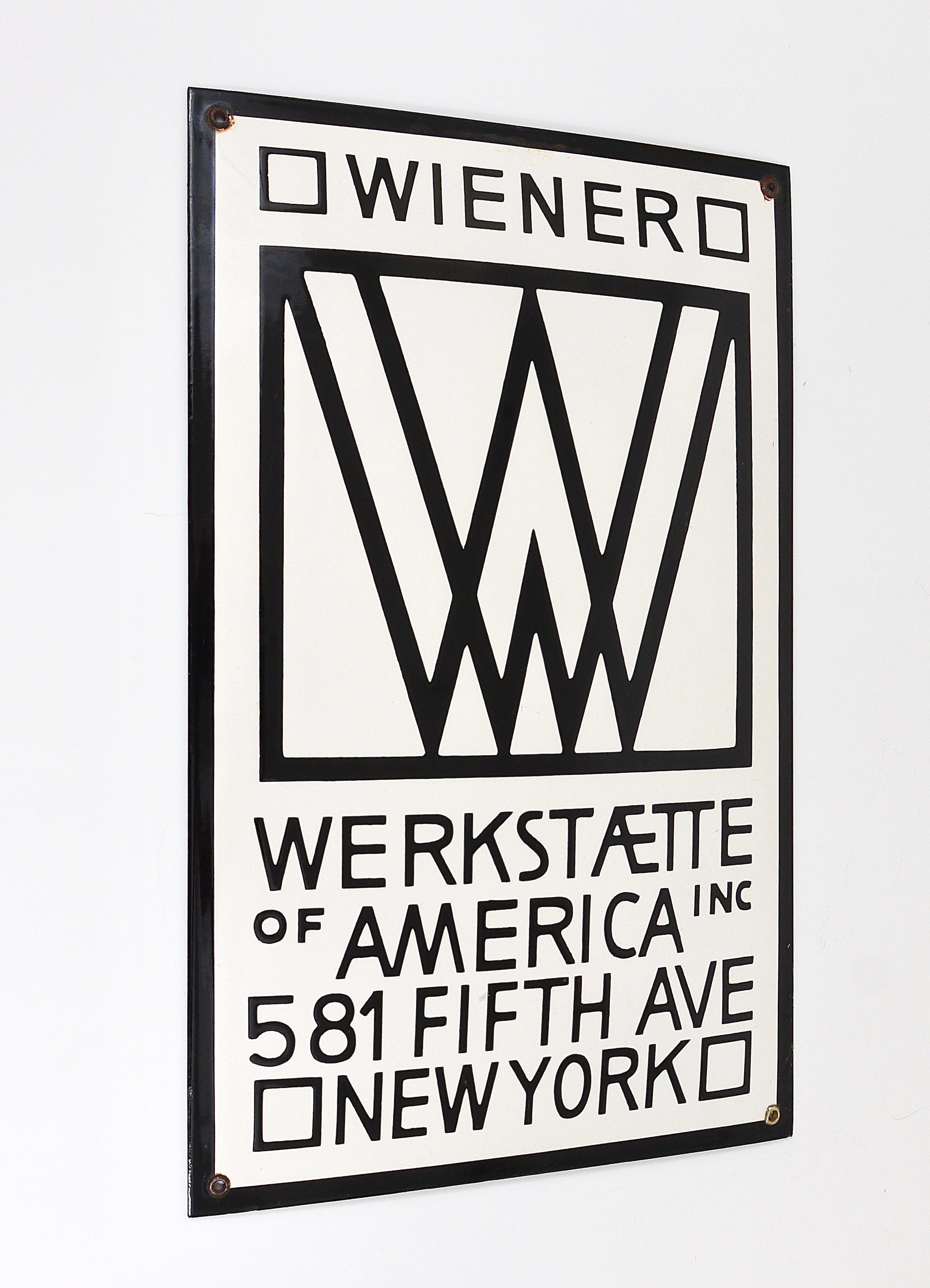 Rare panneau publicitaire émaillé Wiener Werkstätte of America Inc New York 4