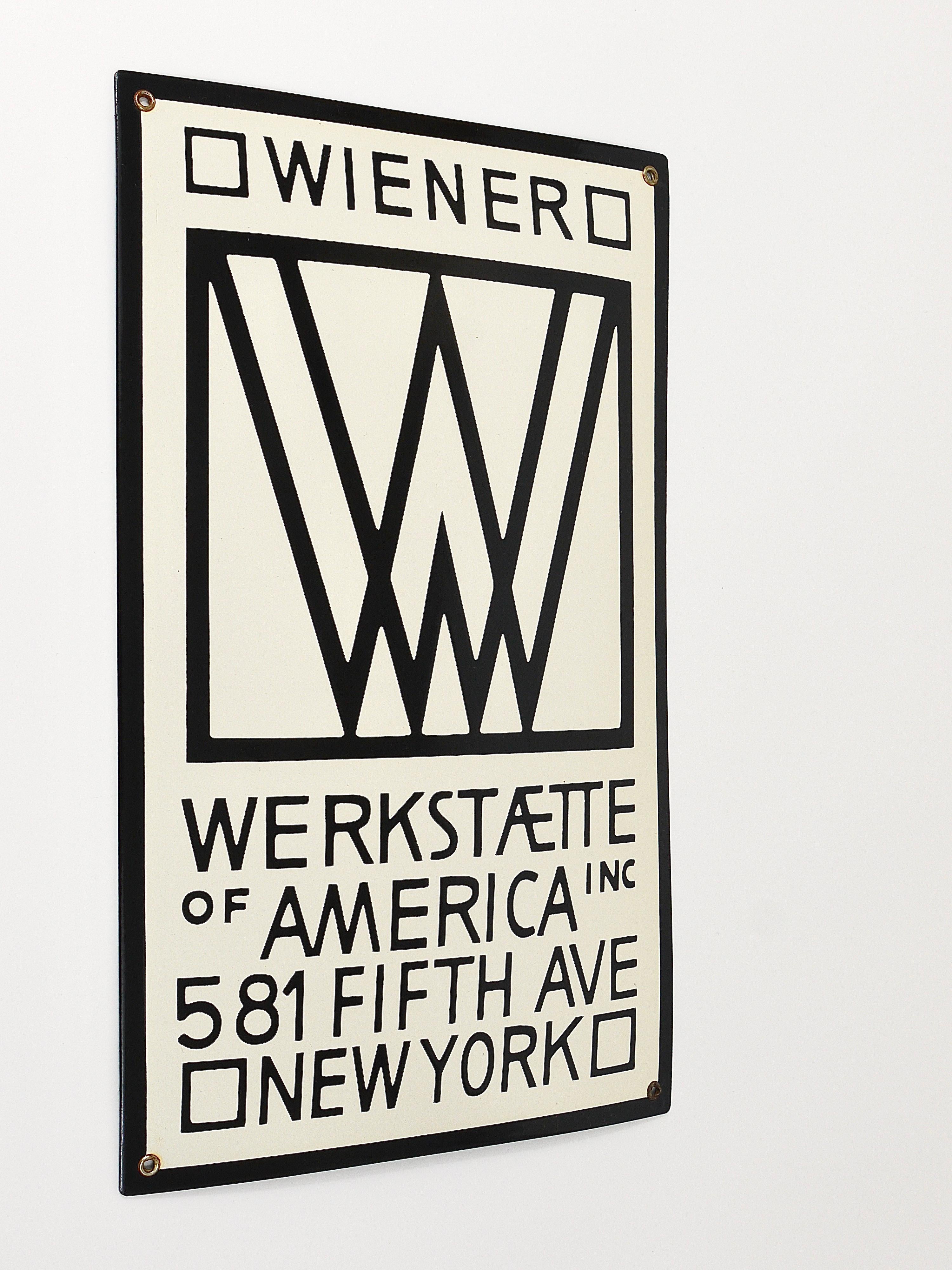 Rara insegna pubblicitaria smaltata di Wiener Werkstätte of America Inc New York in vendita 3