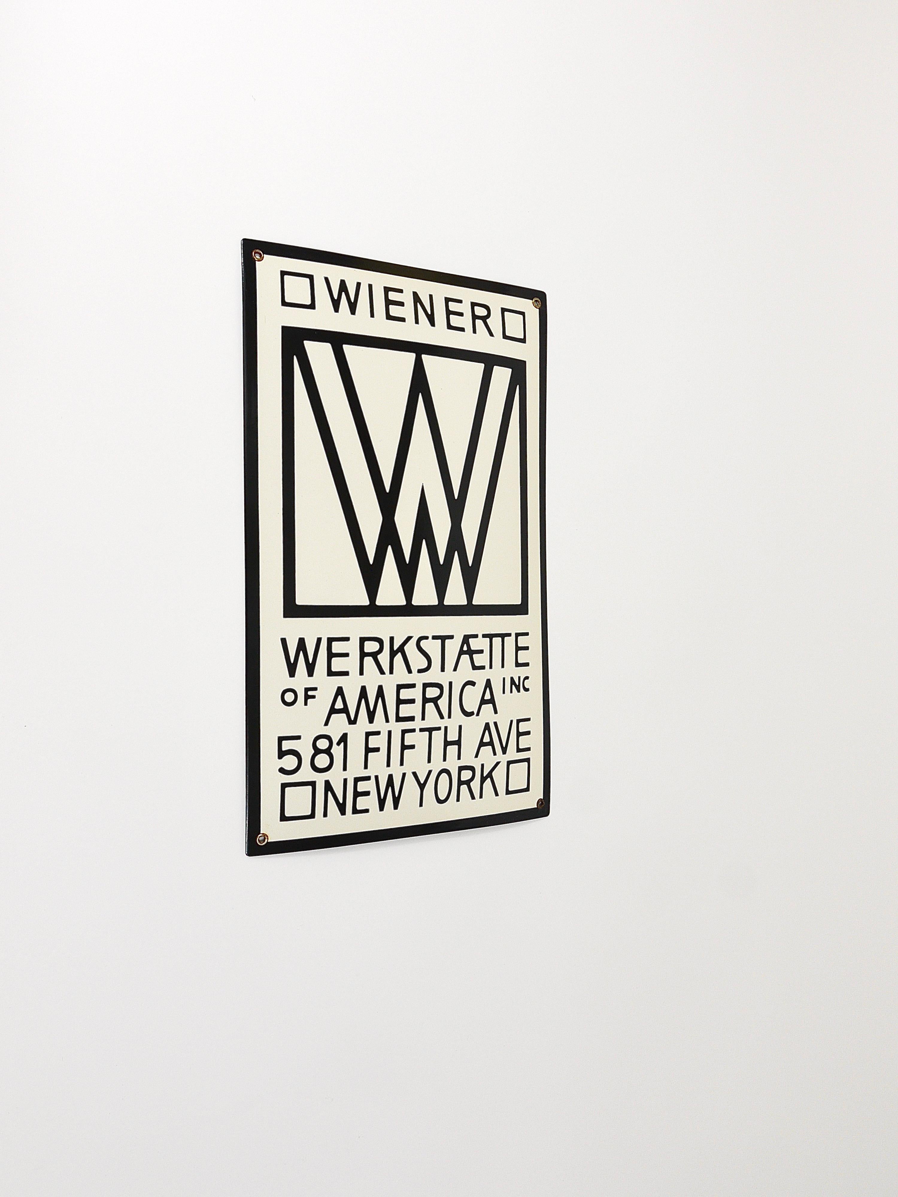 Seltene Wiener Werkstätte of America Inc New York Emailliertes Werbeschild im Angebot 6