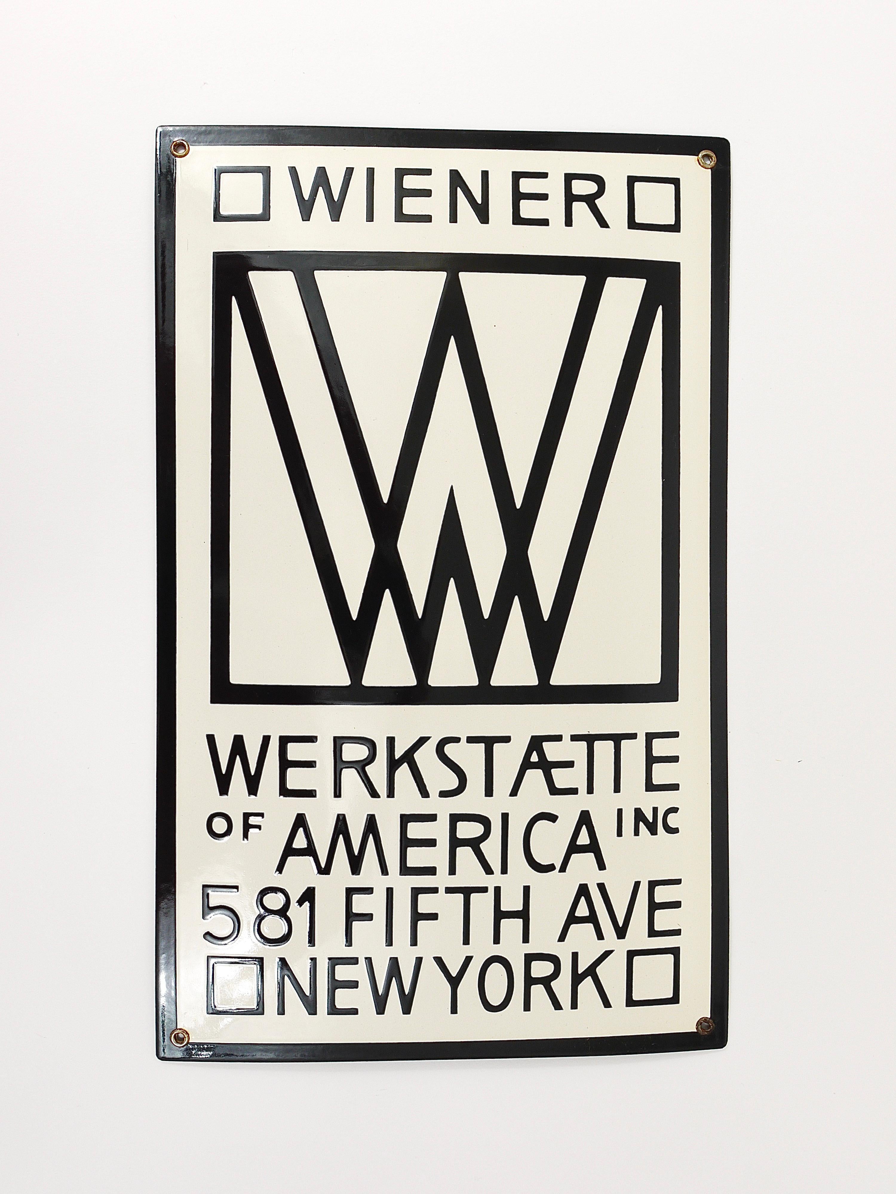 Seltene Wiener Werkstätte of America Inc New York Emailliertes Werbeschild im Angebot 7