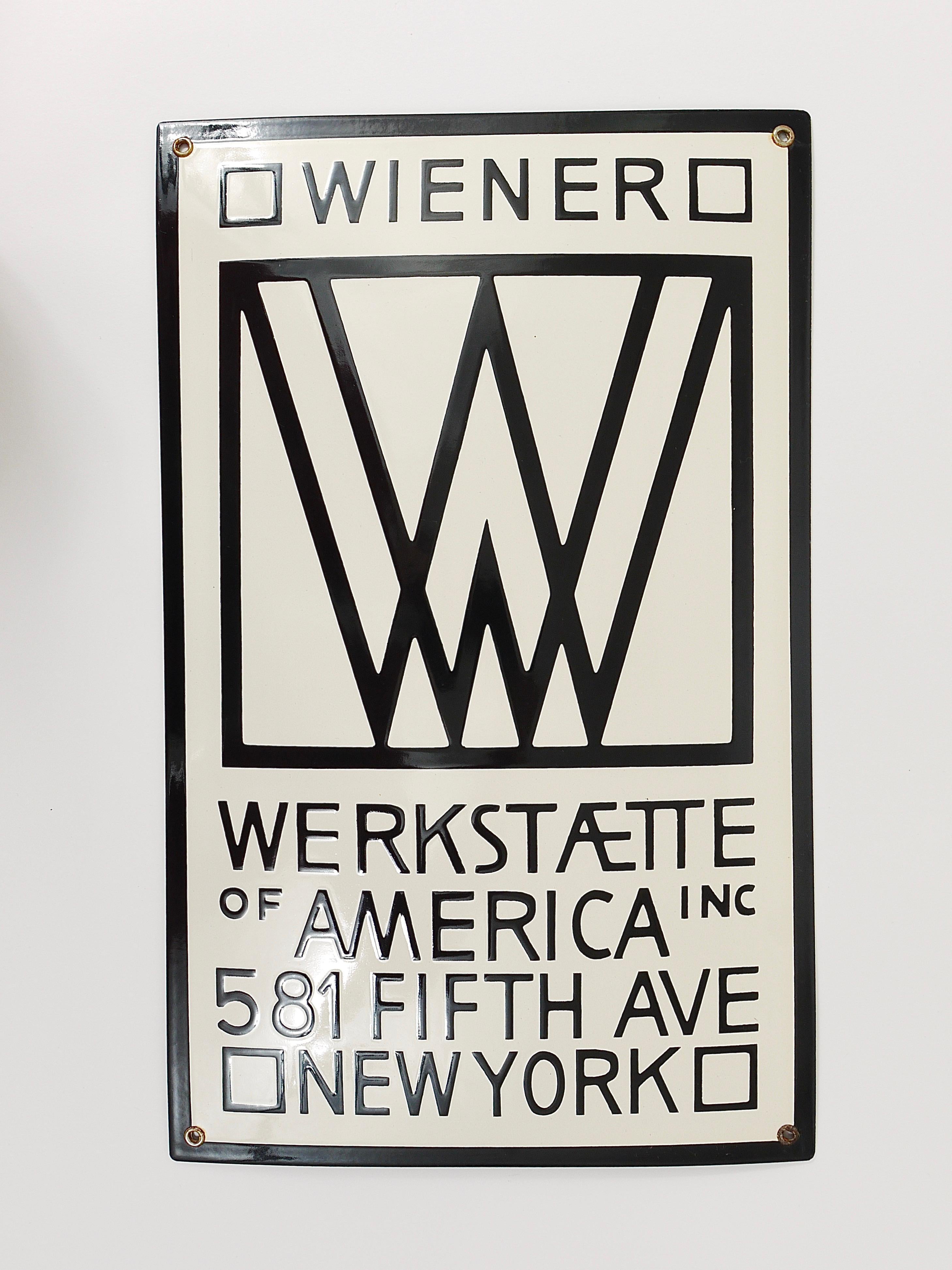 Seltene Wiener Werkstätte of America Inc New York Emailliertes Werbeschild im Angebot 9