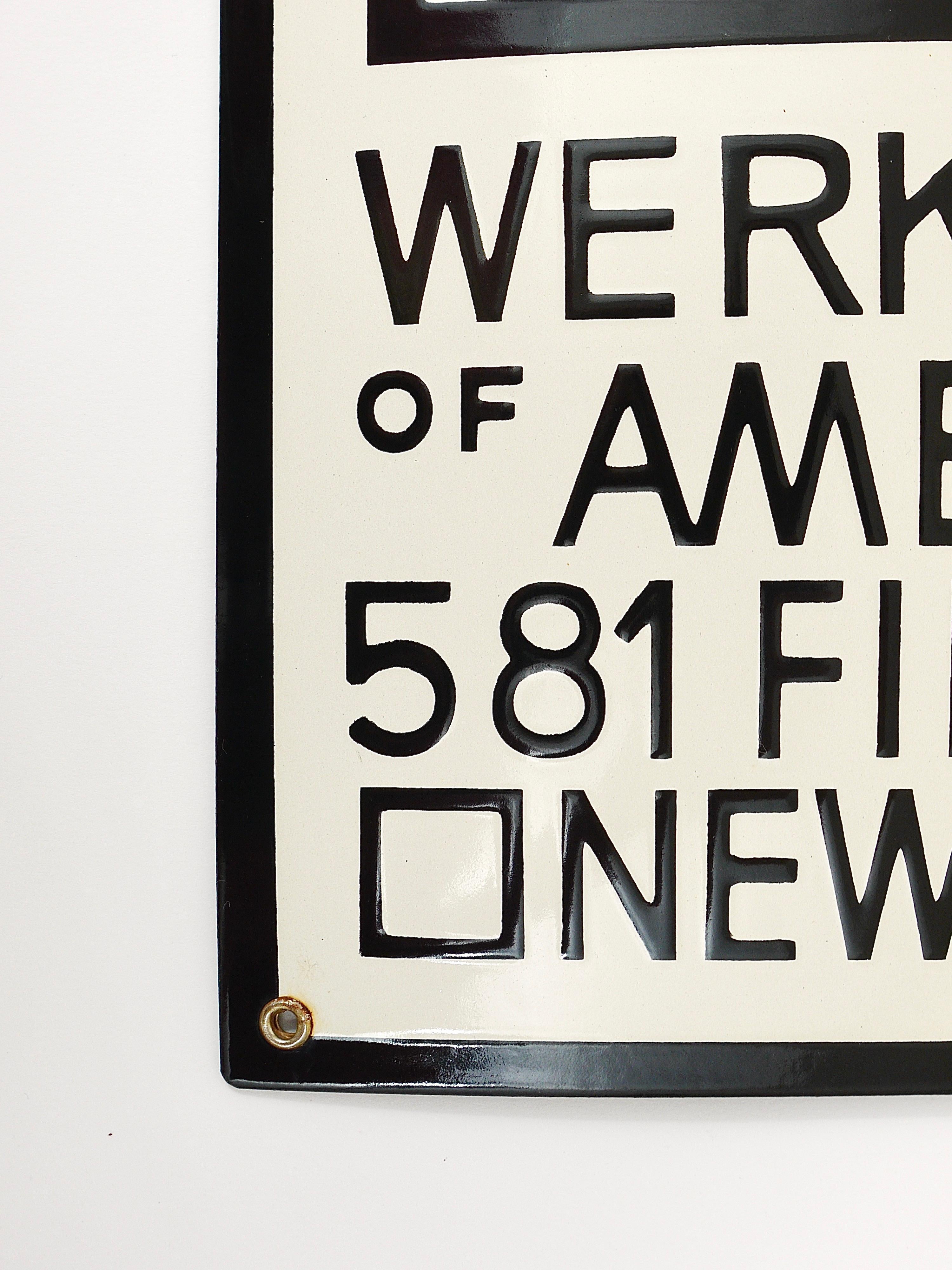 Rare Wiener Werkstätte of America Inc New York Enameled Advertising Sign For Sale 9