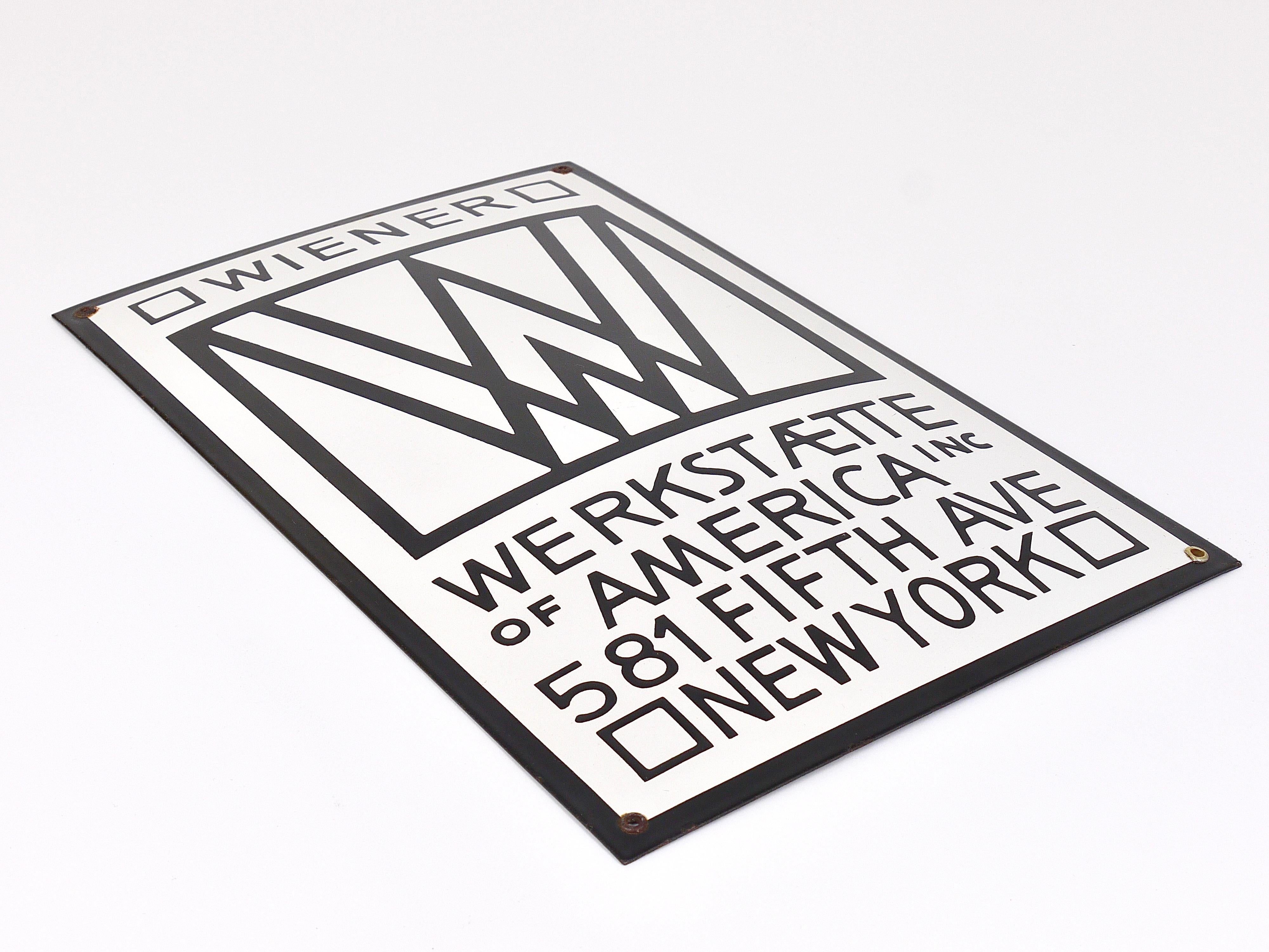 Art Nouveau Rare Wiener Werkstätte of America Inc New York Enameled Advertising Sign