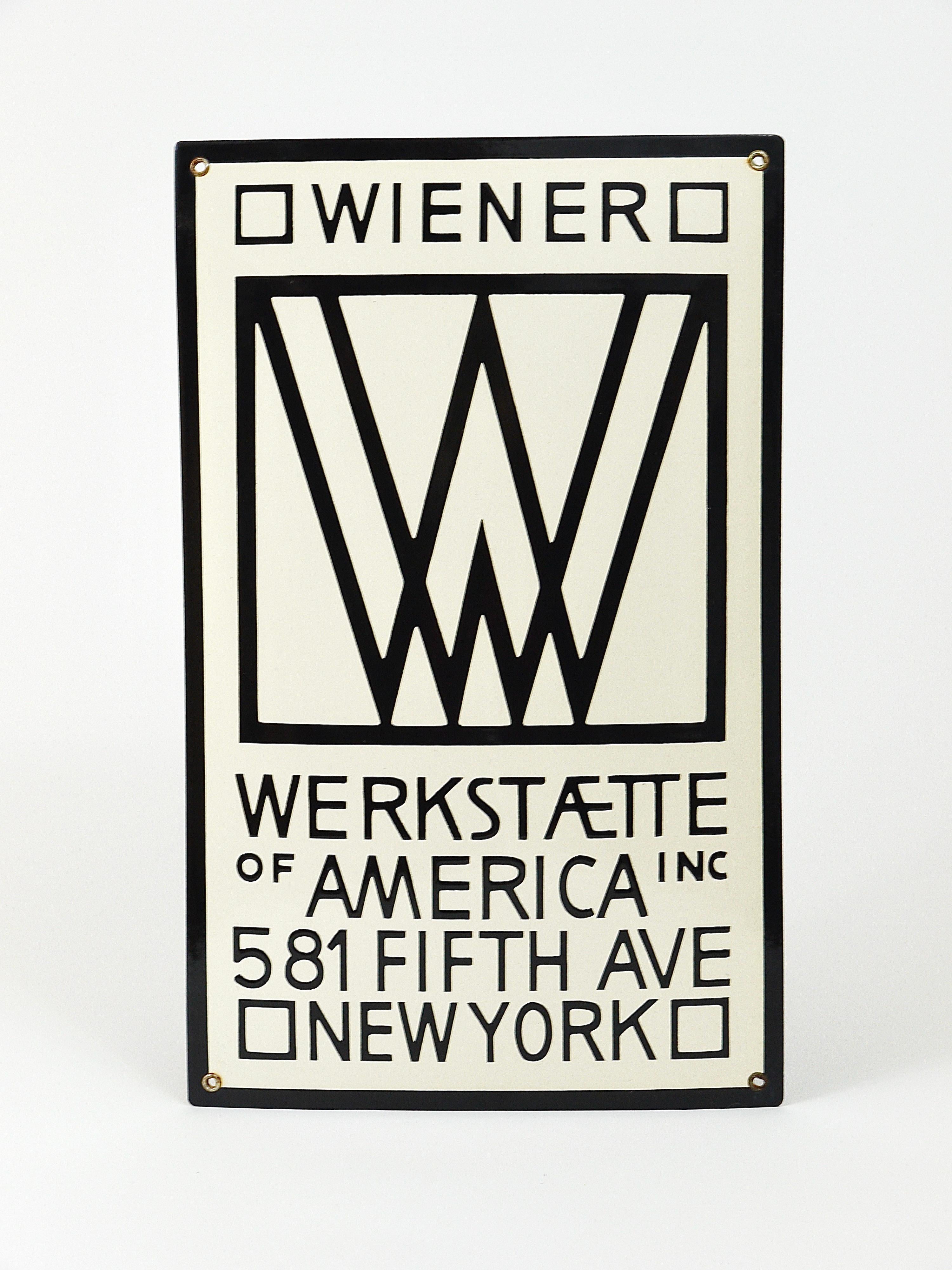 Art Nouveau Rare Wiener Werkstätte of America Inc New York Enameled Advertising Sign For Sale