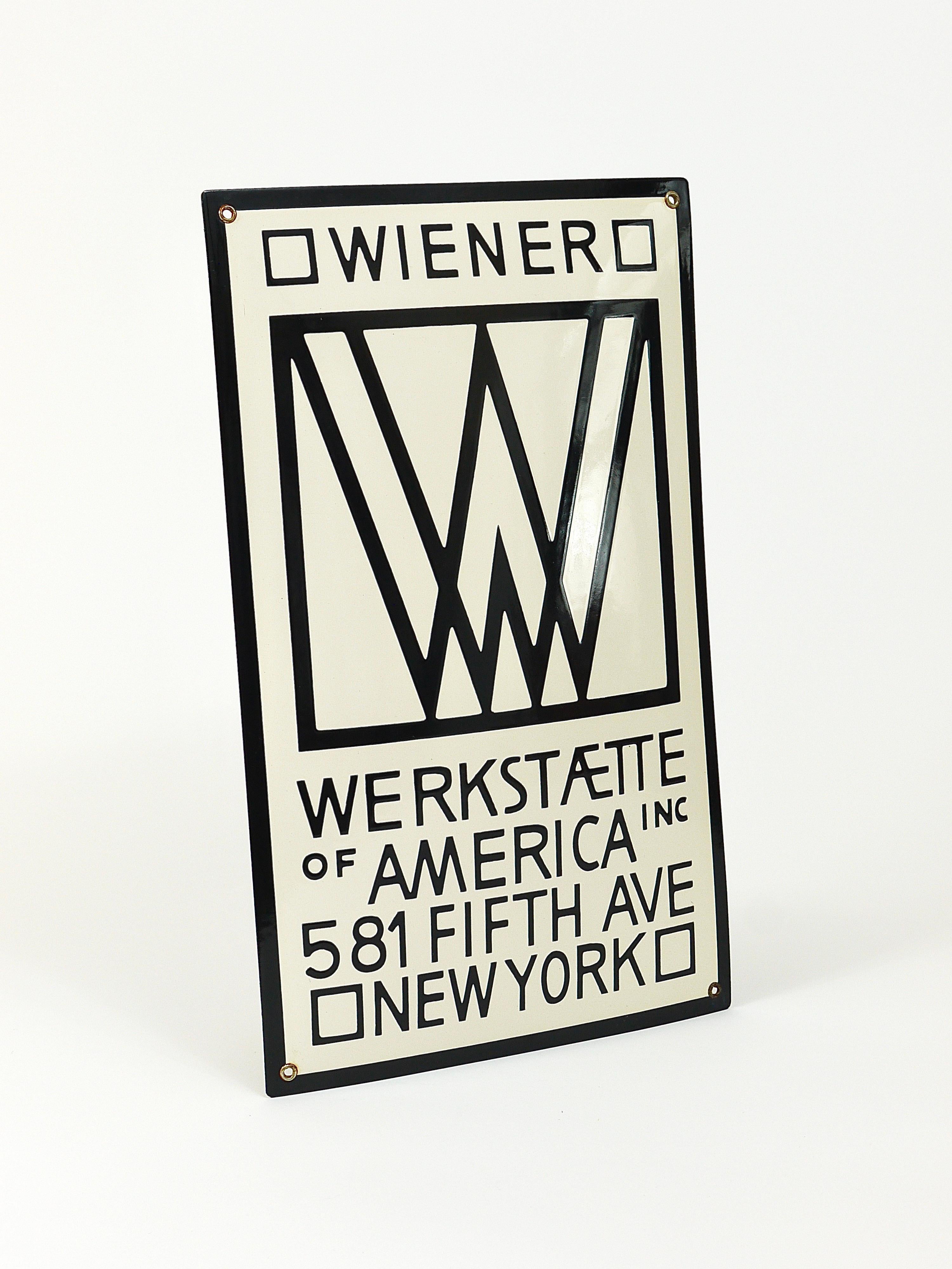 Austrian Rare Wiener Werkstätte of America Inc New York Enameled Advertising Sign For Sale
