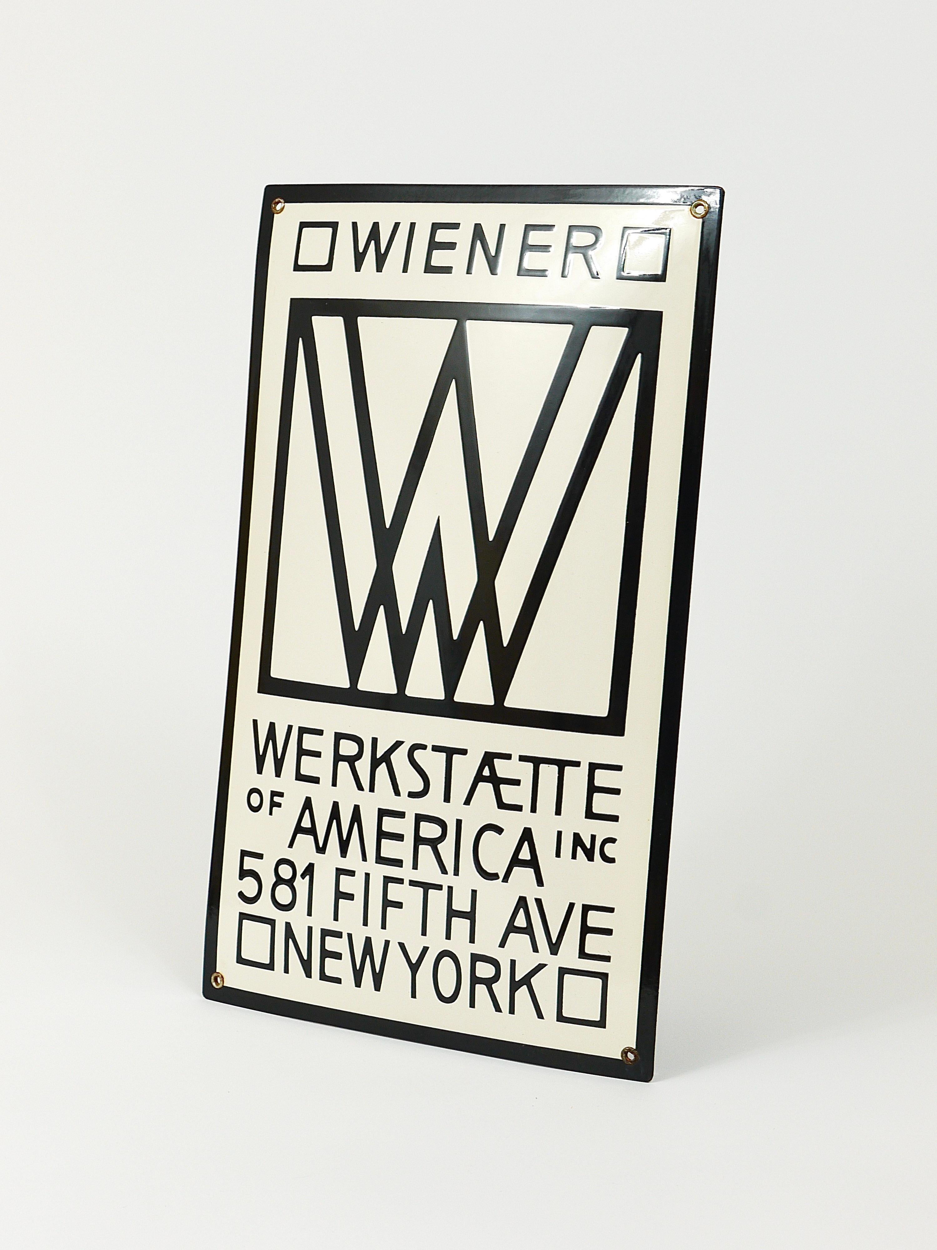 Rare Wiener Werkstätte of America Inc New York Enameled Advertising Sign In Good Condition For Sale In Vienna, AT