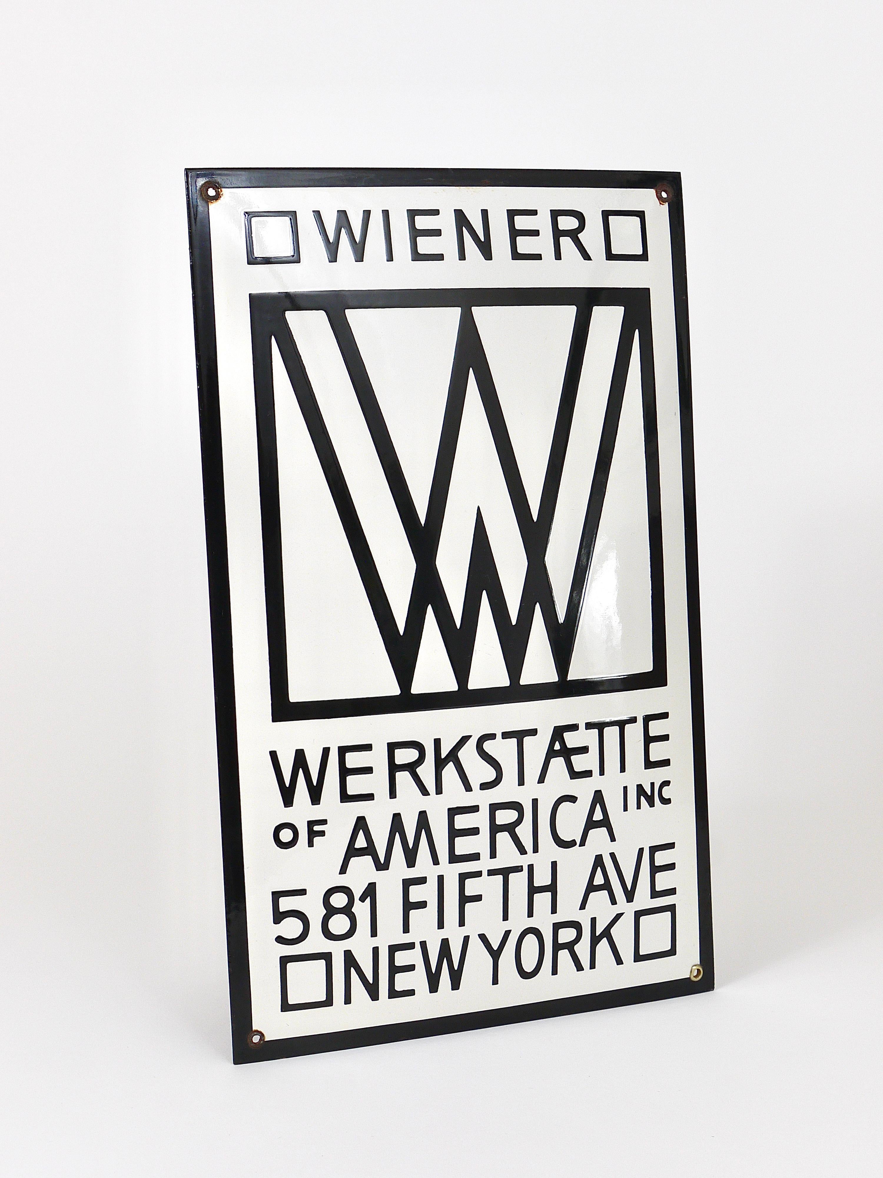 Metal Rare Wiener Werkstätte of America Inc New York Enameled Advertising Sign