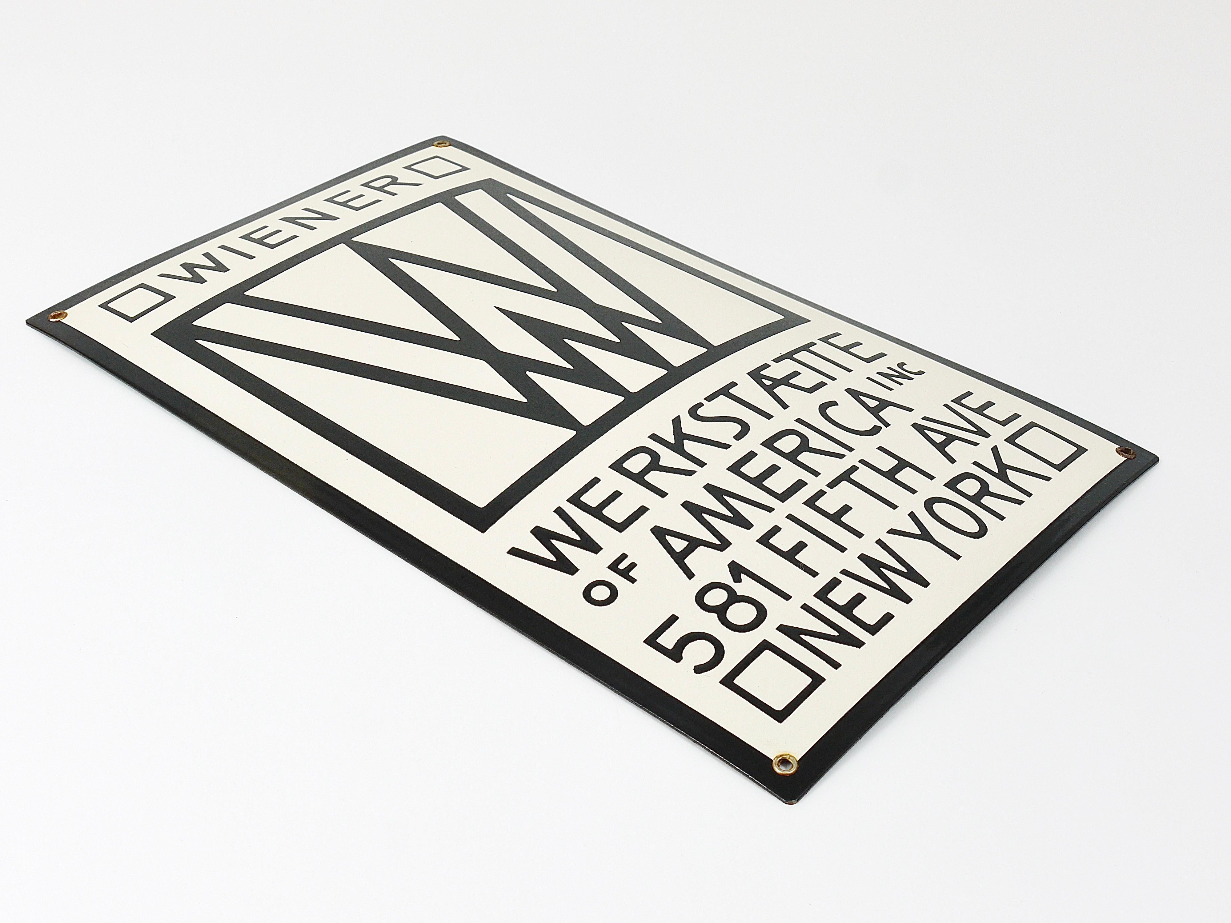 Seltene Wiener Werkstätte of America Inc New York Emailliertes Werbeschild (Metall) im Angebot