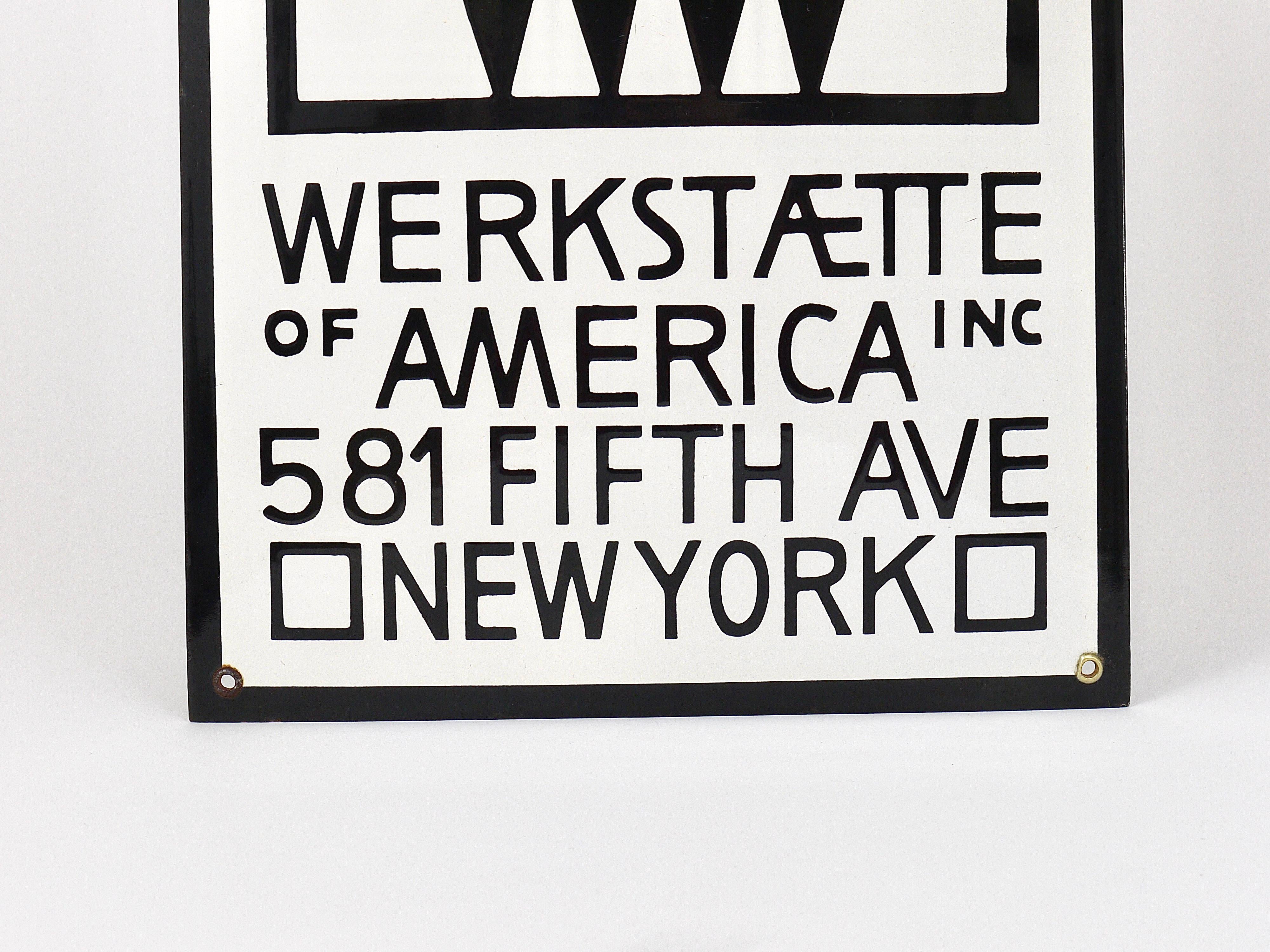 Métal Rare panneau publicitaire émaillé Wiener Werkstätte of America Inc New York