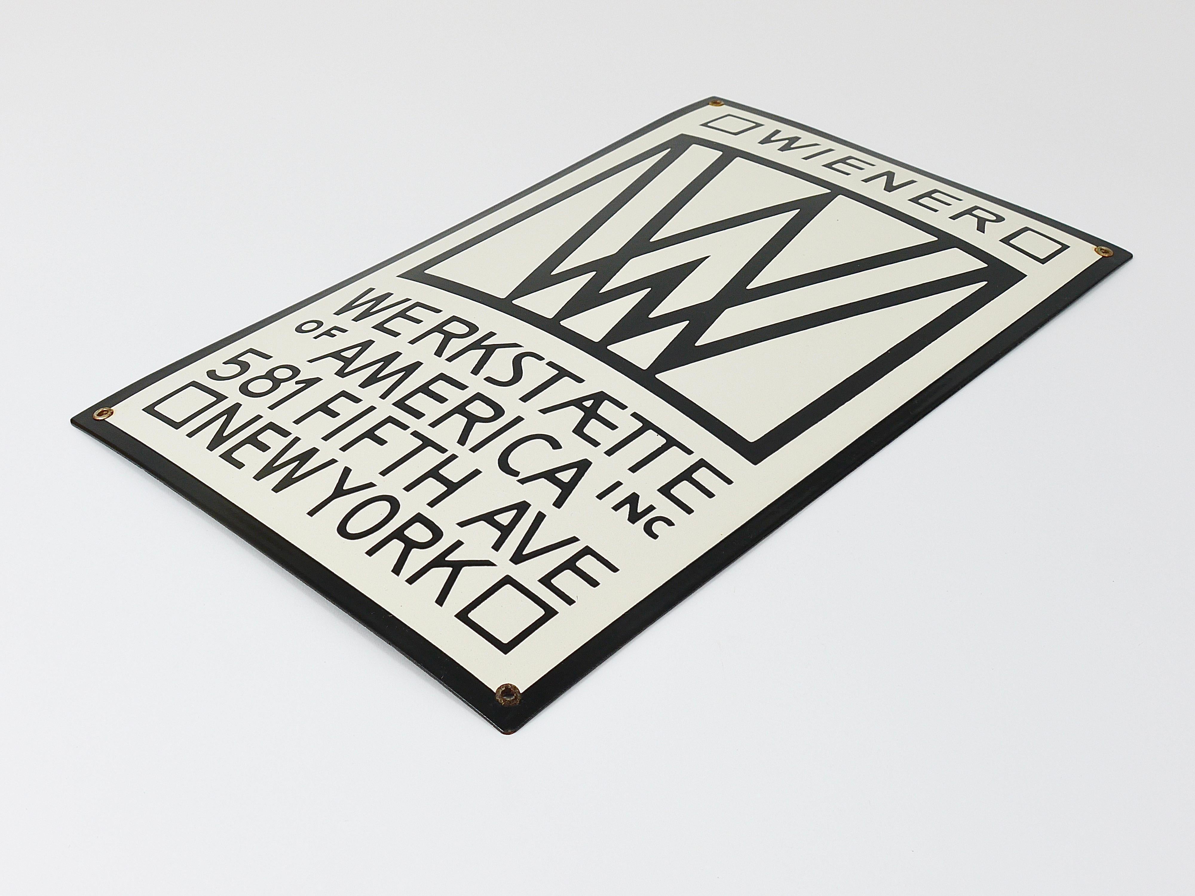 Metal Rare Wiener Werkstätte of America Inc New York Enameled Advertising Sign For Sale