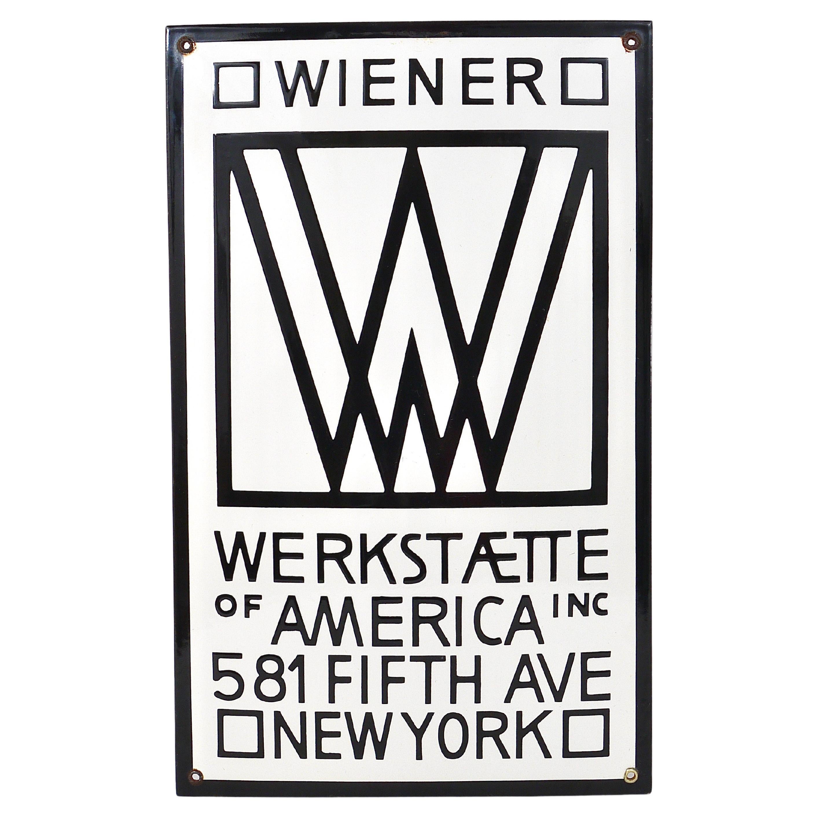 Rare panneau publicitaire émaillé Wiener Werkstätte of America Inc New York