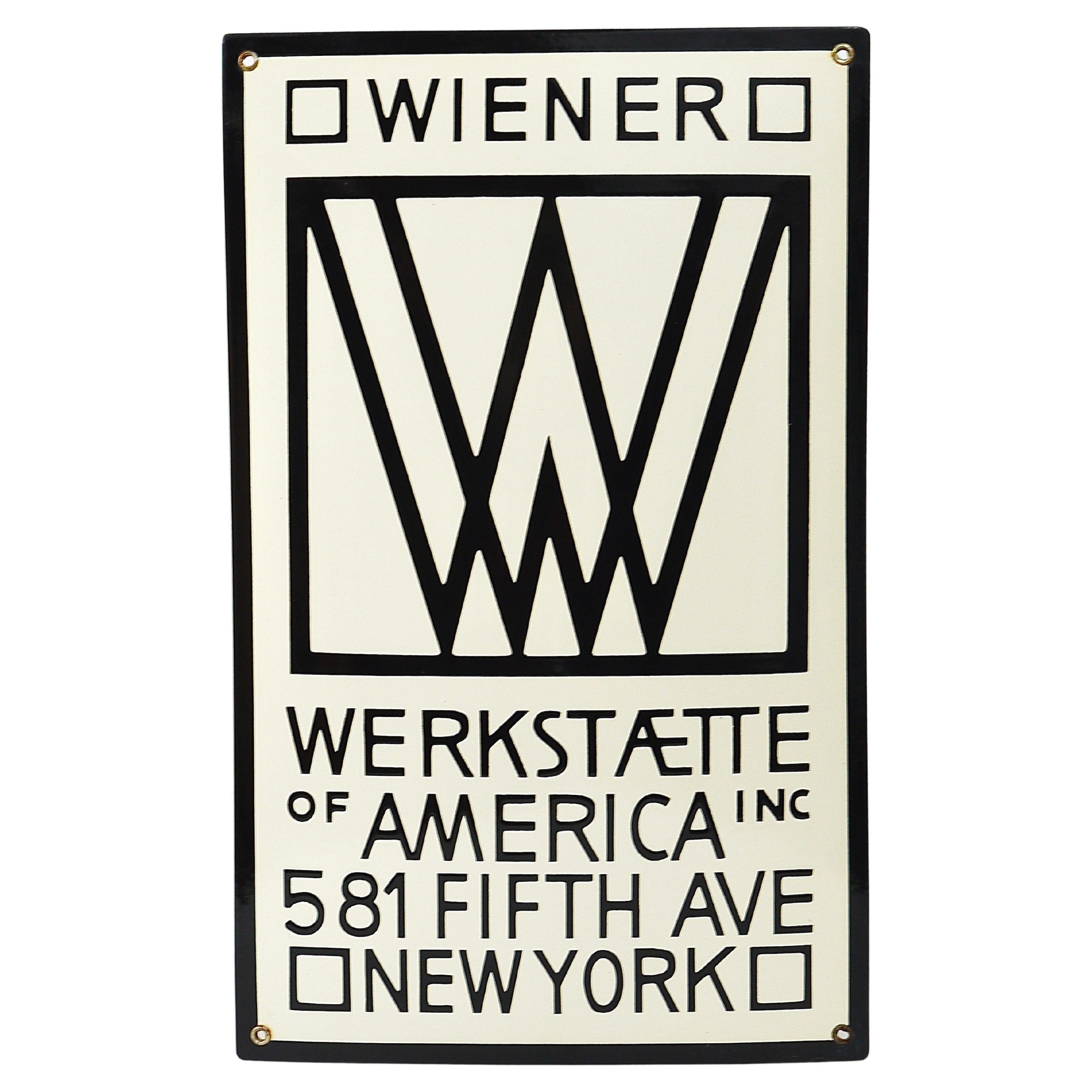 Rare Wiener Werkstätte of America Inc New York Enameled Advertising Sign