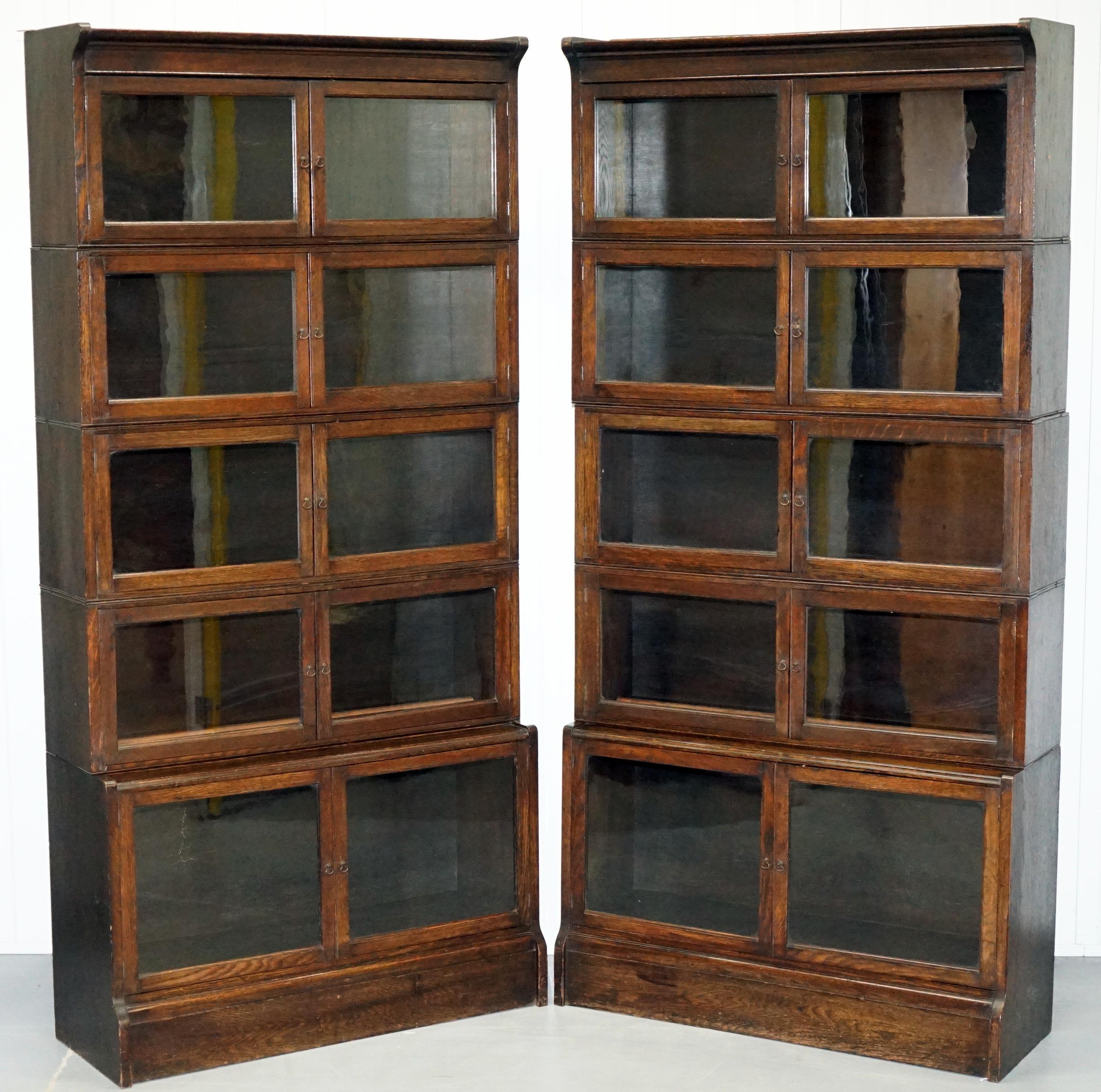 Edwardian Rare William Baker Co Oxford Stacking Corner Legal Library Bookcase Minty Global