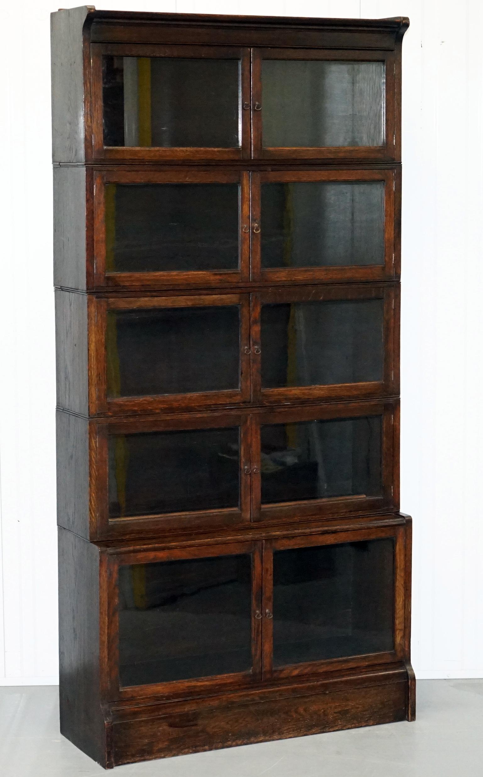 Hand-Carved Rare William Baker Co Oxford Stacking Corner Legal Library Bookcase Minty Global