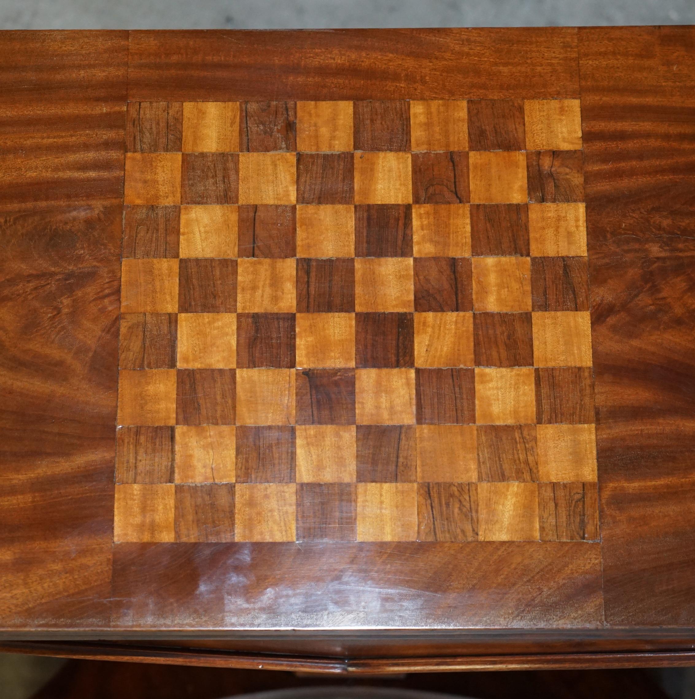 Mid-19th Century Rare William IV circa 1830 Hardwood Occasional Table Chess Board Games Cards Top For Sale