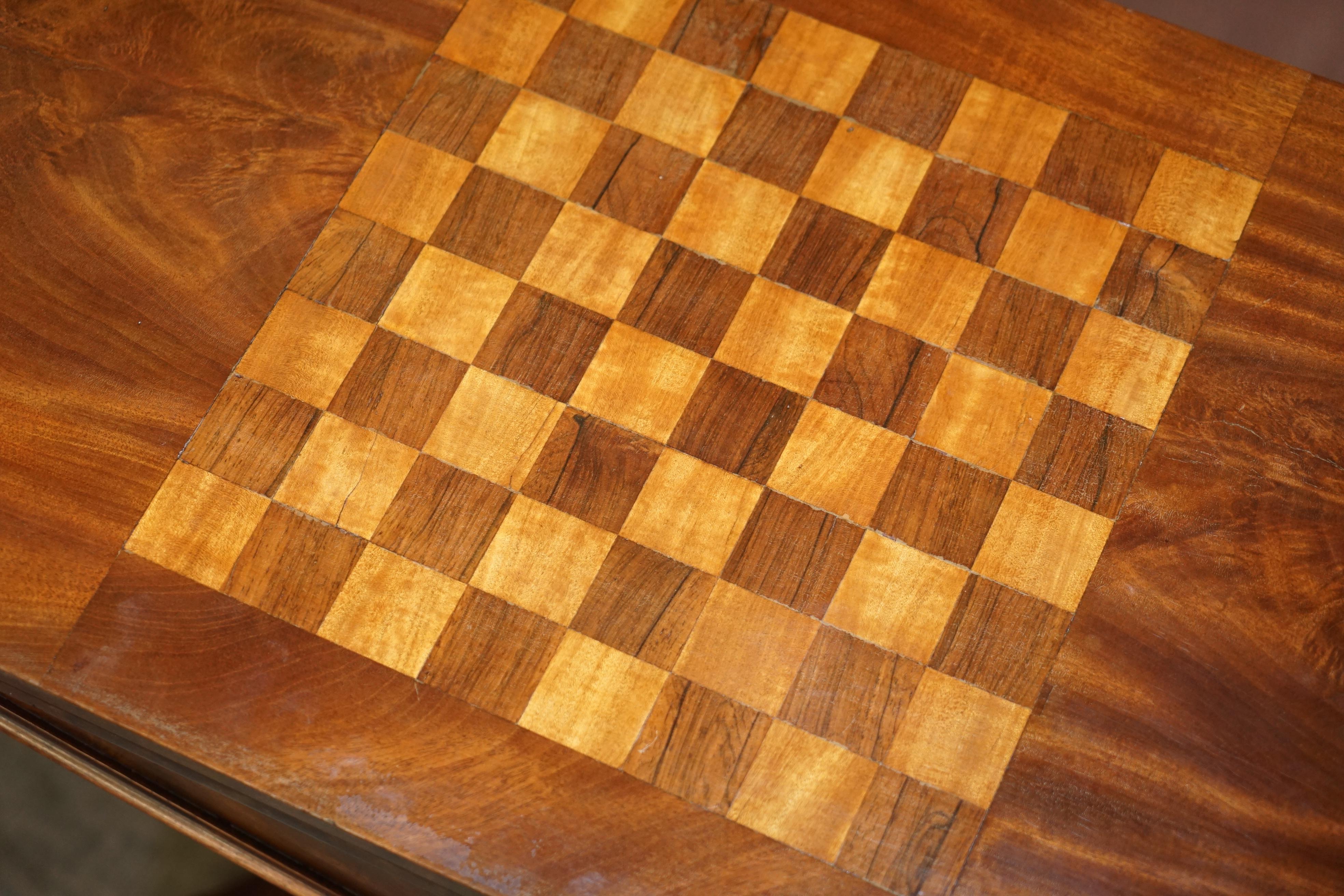 Rare William IV circa 1830 Hardwood Occasional Table Chess Board Games Cards Top For Sale 1