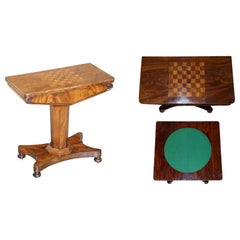 Rare William IV circa 1830 Hardwood Occasional Table Chess Board Games Cards Top