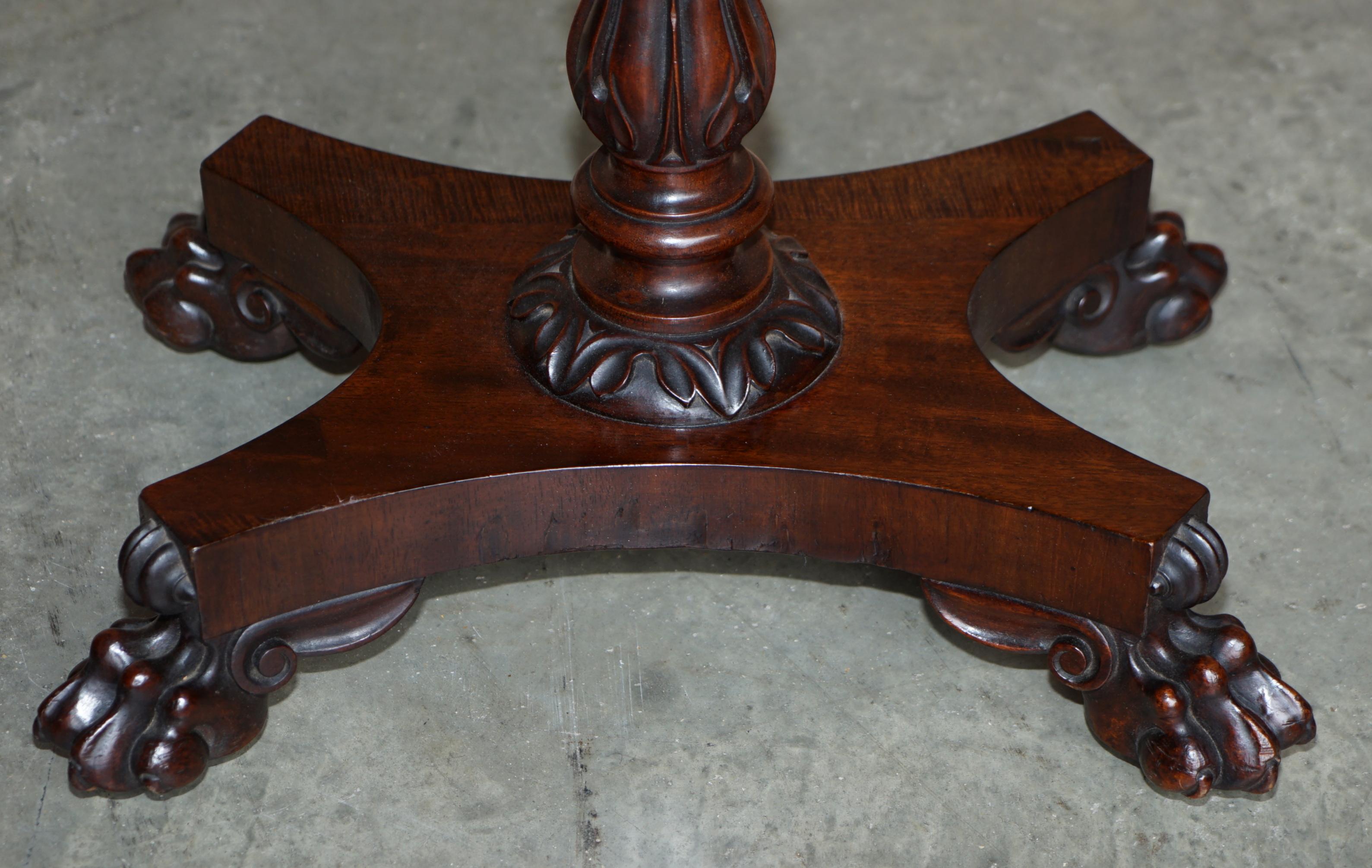 Rare William IV Hardwood Occasional Table with Brown Leather Chess Games Top For Sale 6
