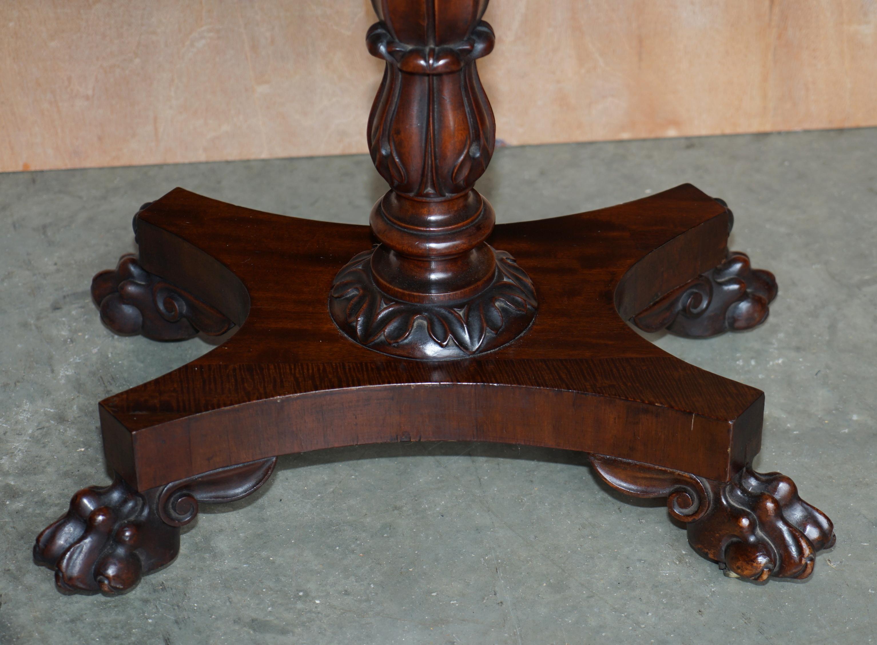 Rare William IV Hardwood Occasional Table with Brown Leather Chess Games Top For Sale 11