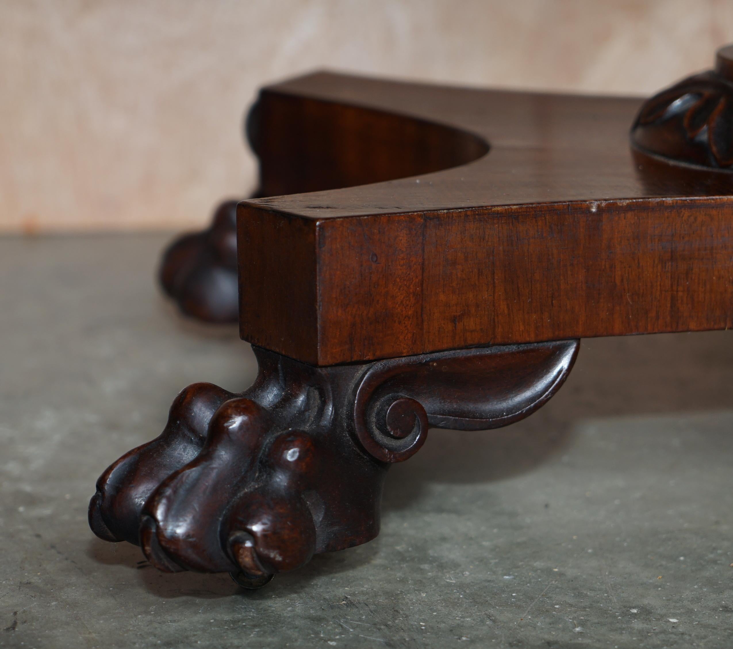 Rare William IV Hardwood Occasional Table with Brown Leather Chess Games Top For Sale 13