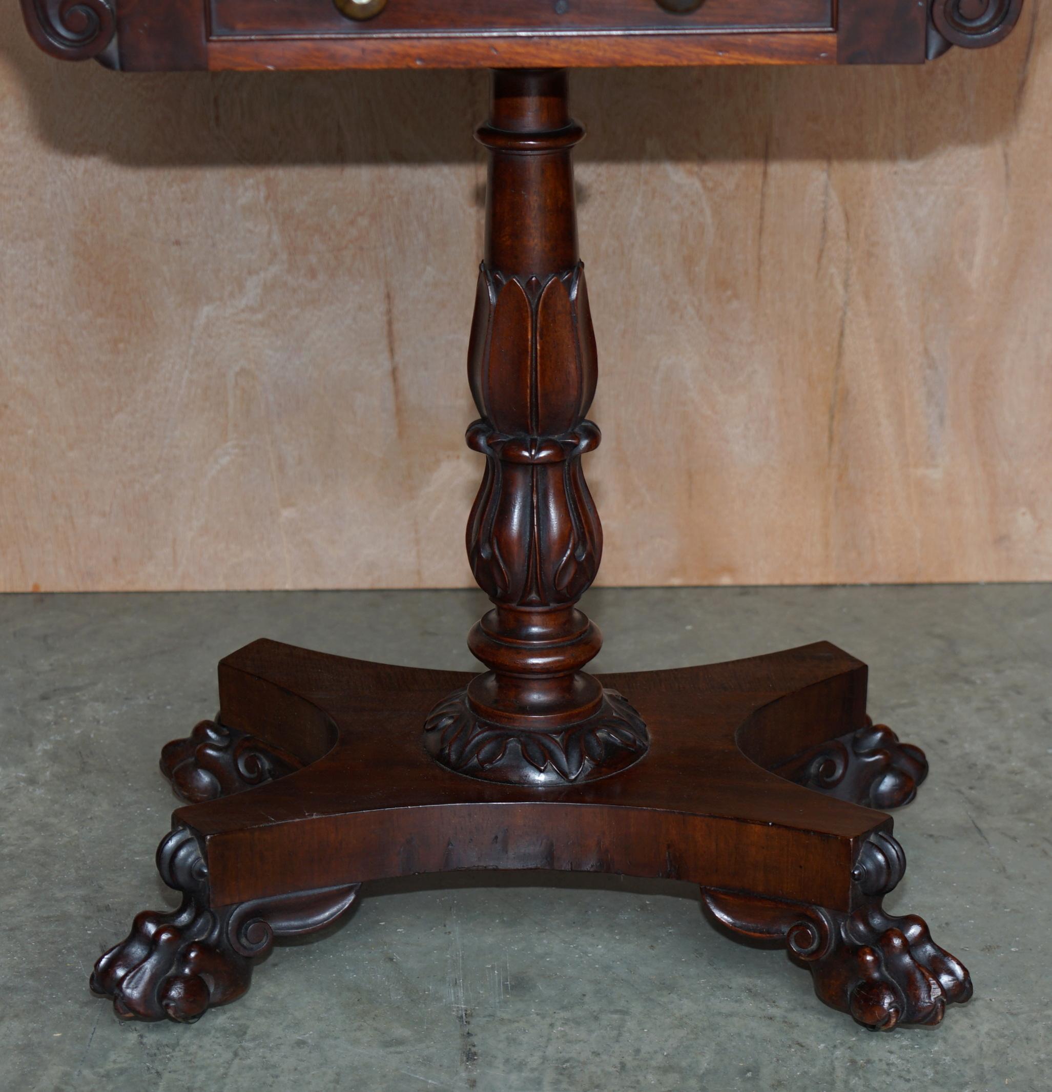 Rare William IV Hardwood Occasional Table with Brown Leather Chess Games Top For Sale 4