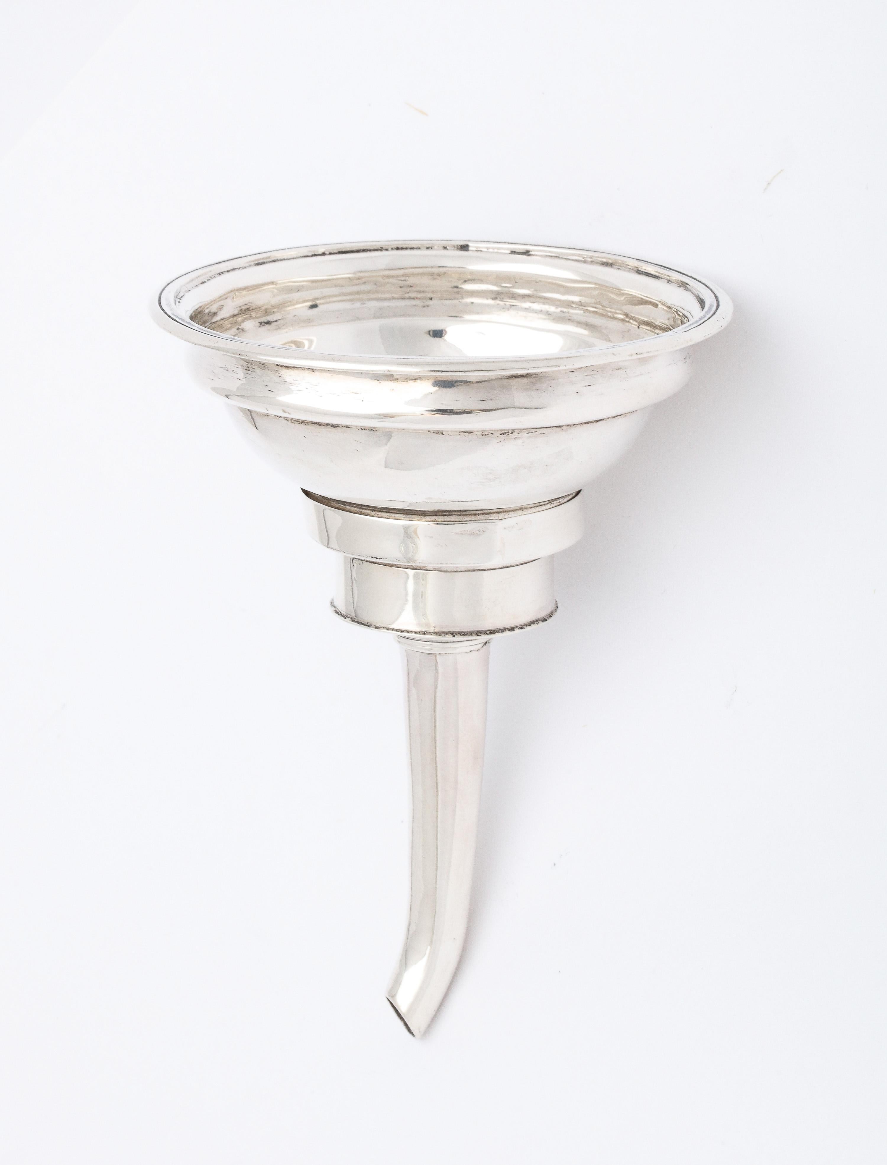 Rare, William IV Period, sterling silver wine funnel, Edinburgh, Scotland, year-hallmarked for 1832, Marshall and Sons - makers (maker's mark is listed  in Wyler's Book of Old Silver, on p. 217). Measures 5 inches high x 3 1/2 inches diameter