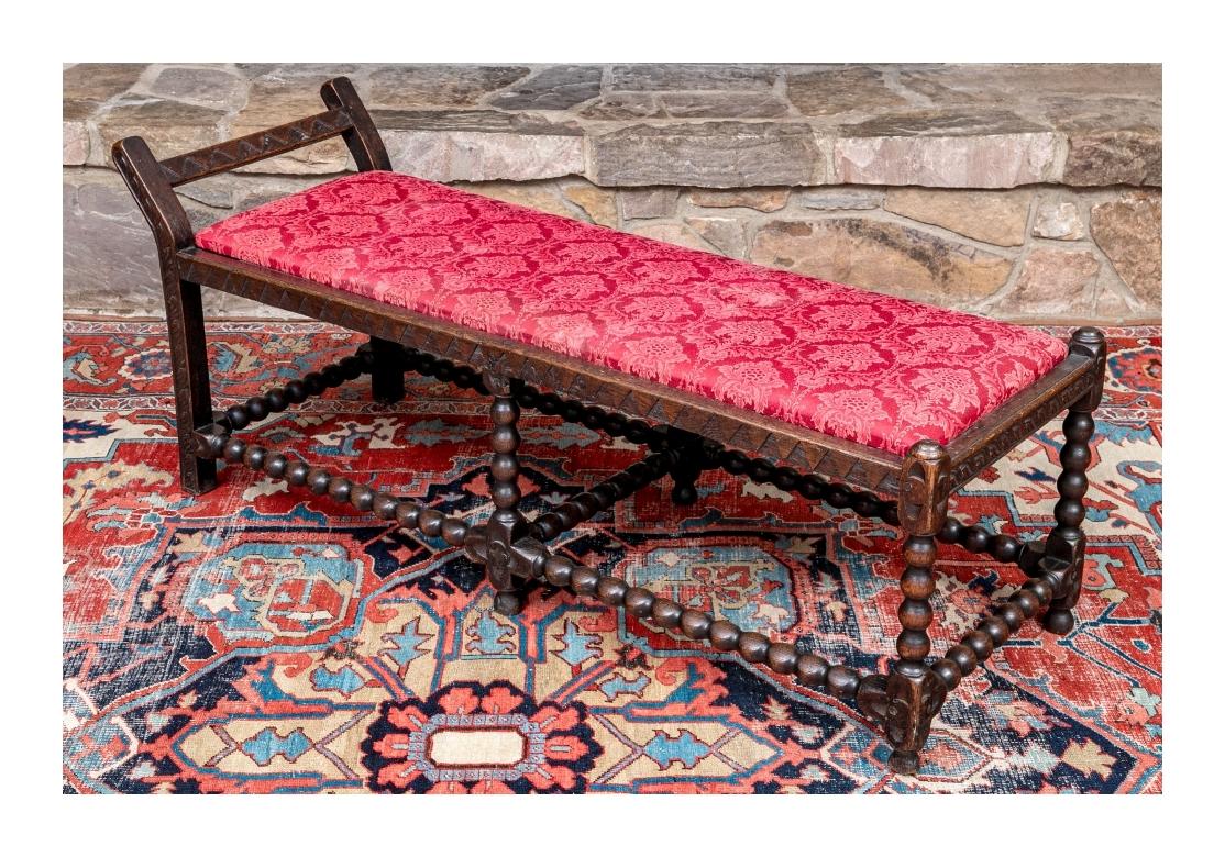 Rare William & Mary Period Carved Oak Daybed For Sale 6