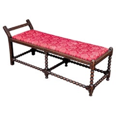 Used Rare William & Mary Period Carved Oak Daybed
