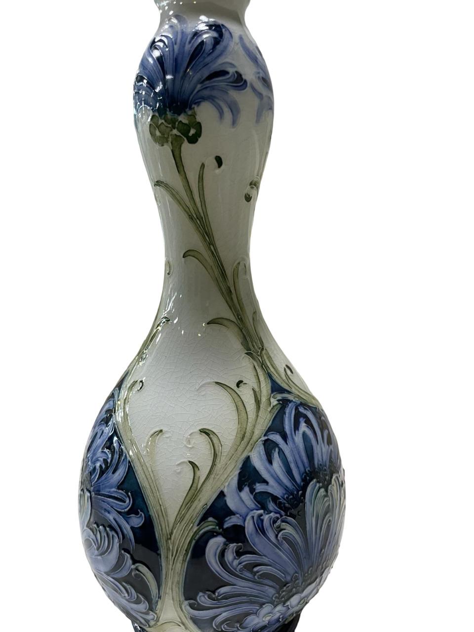 English RARE William MOORCROFT for Macintyre Blue Cornflower panel vase c1907