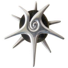 Rare William Spratling Sterling Silver Green Obsidian Star Pendant Brooch