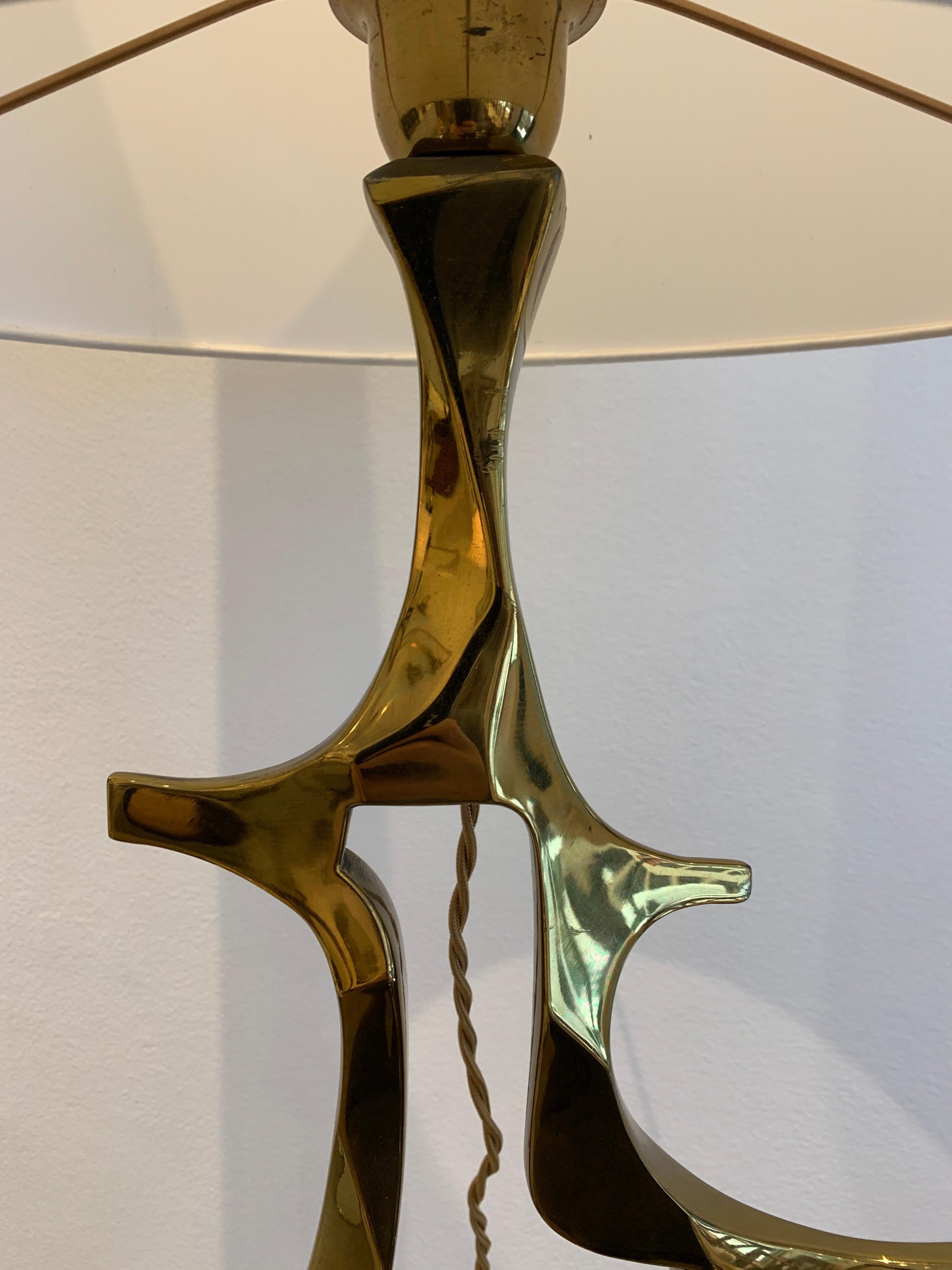 Rare Willy Daro Brass Table Lamp, 1970s 5