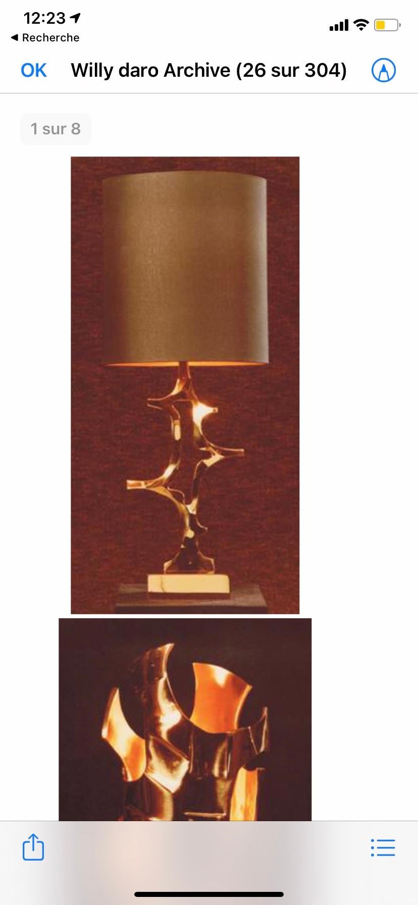 Rare Willy Daro Brass Table Lamp, 1970s 8