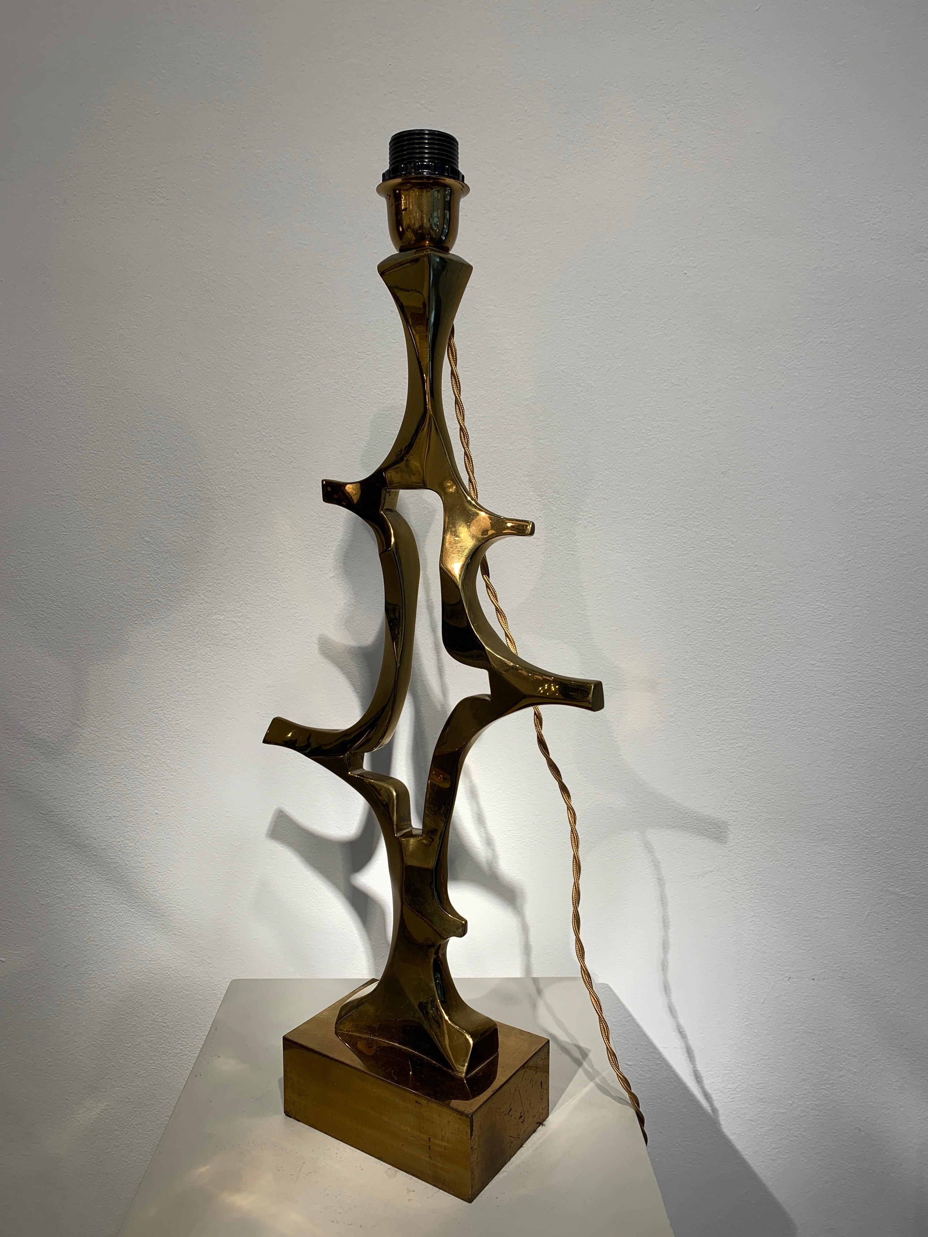 Cast Rare Willy Daro Brass Table Lamp, 1970s