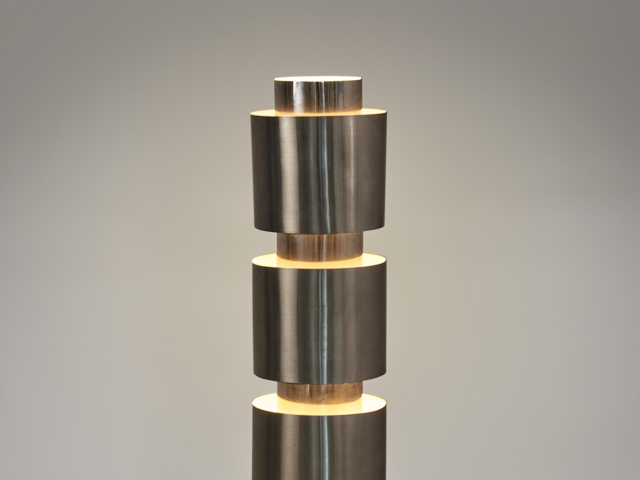 Post-Modern Rare Willy Rizzo for Laboratori Ob-Or Floor Lamp in Stainless Steel