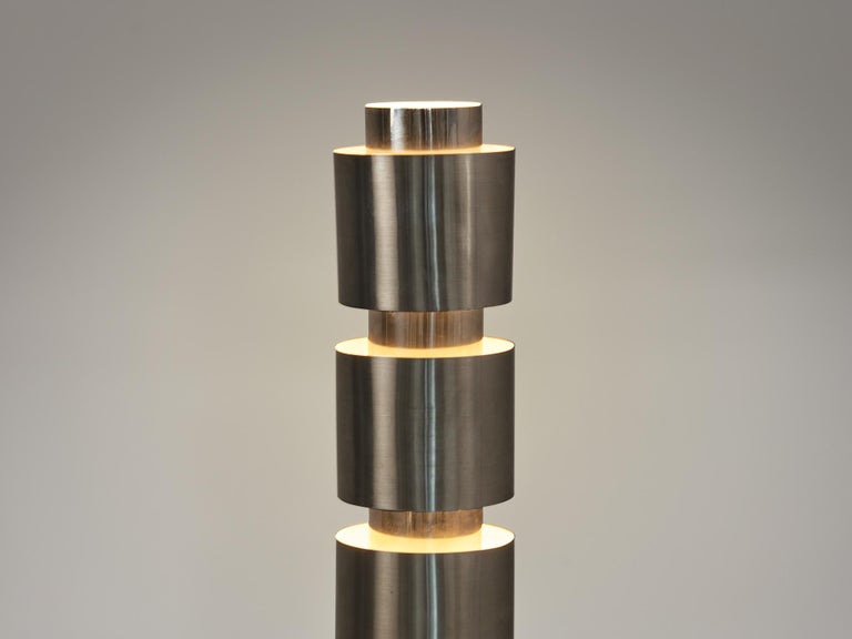 Post-Modern Rare Willy Rizzo for Laboratori Ob-Or Floor Lamp in Stainless Steel For Sale