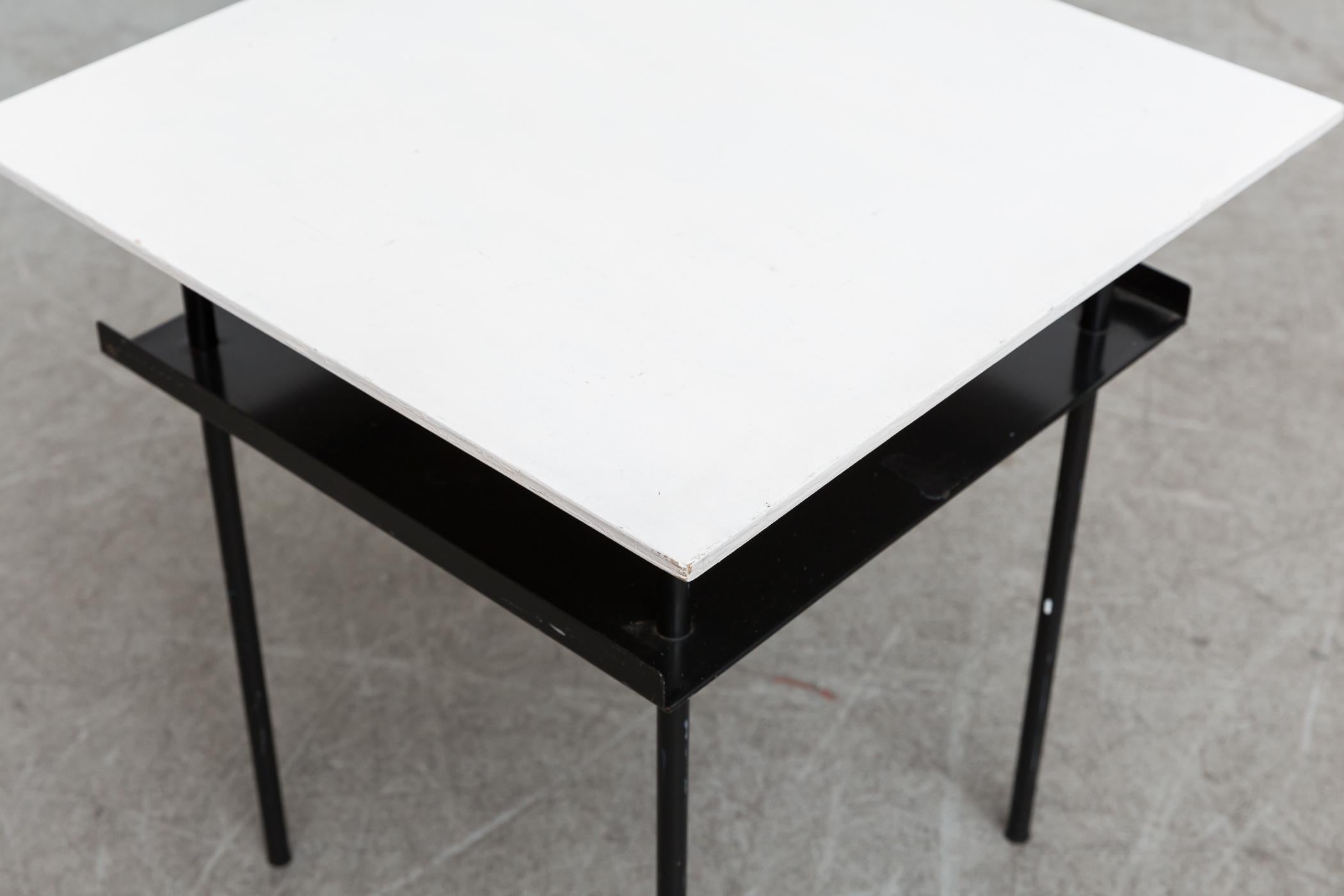 Rare Wim Rietveld for Auping Industrial Side Table (Emailliert)