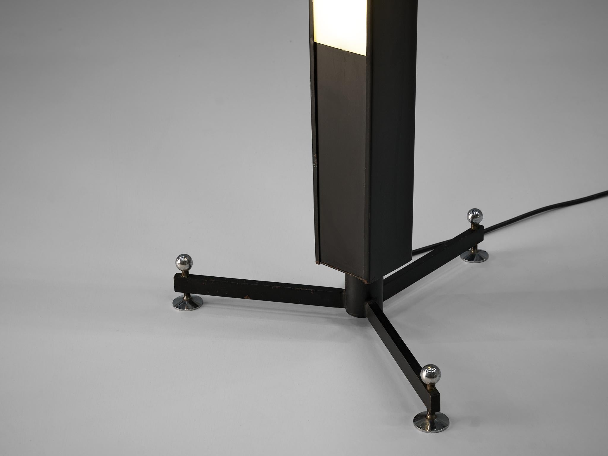 Mid-Century Modern Rare Wim Ypma for A. Polak Floor Lamp in Black Metal and Acrylic