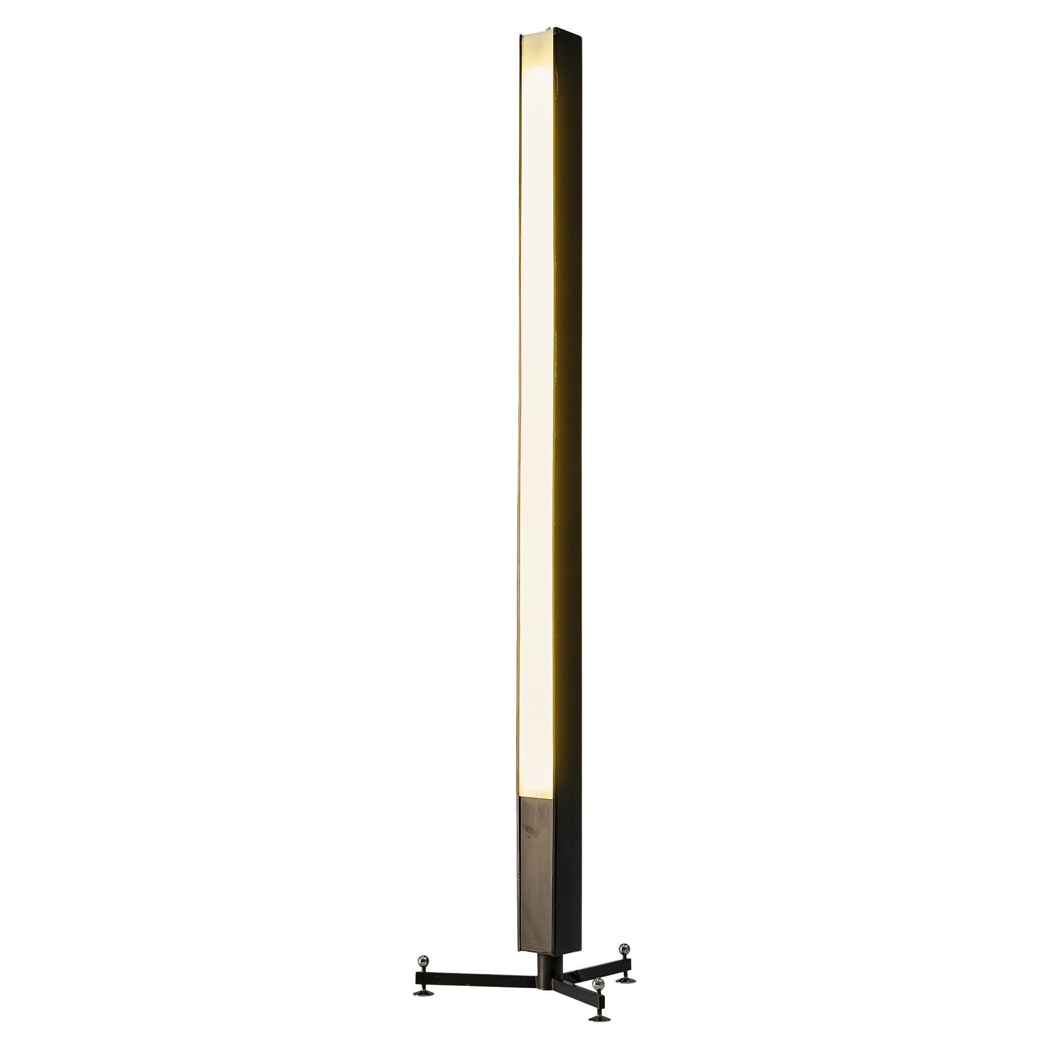 Rare Wim Ypma for A. Polak Floor Lamp in Black Metal and Acrylic  For Sale