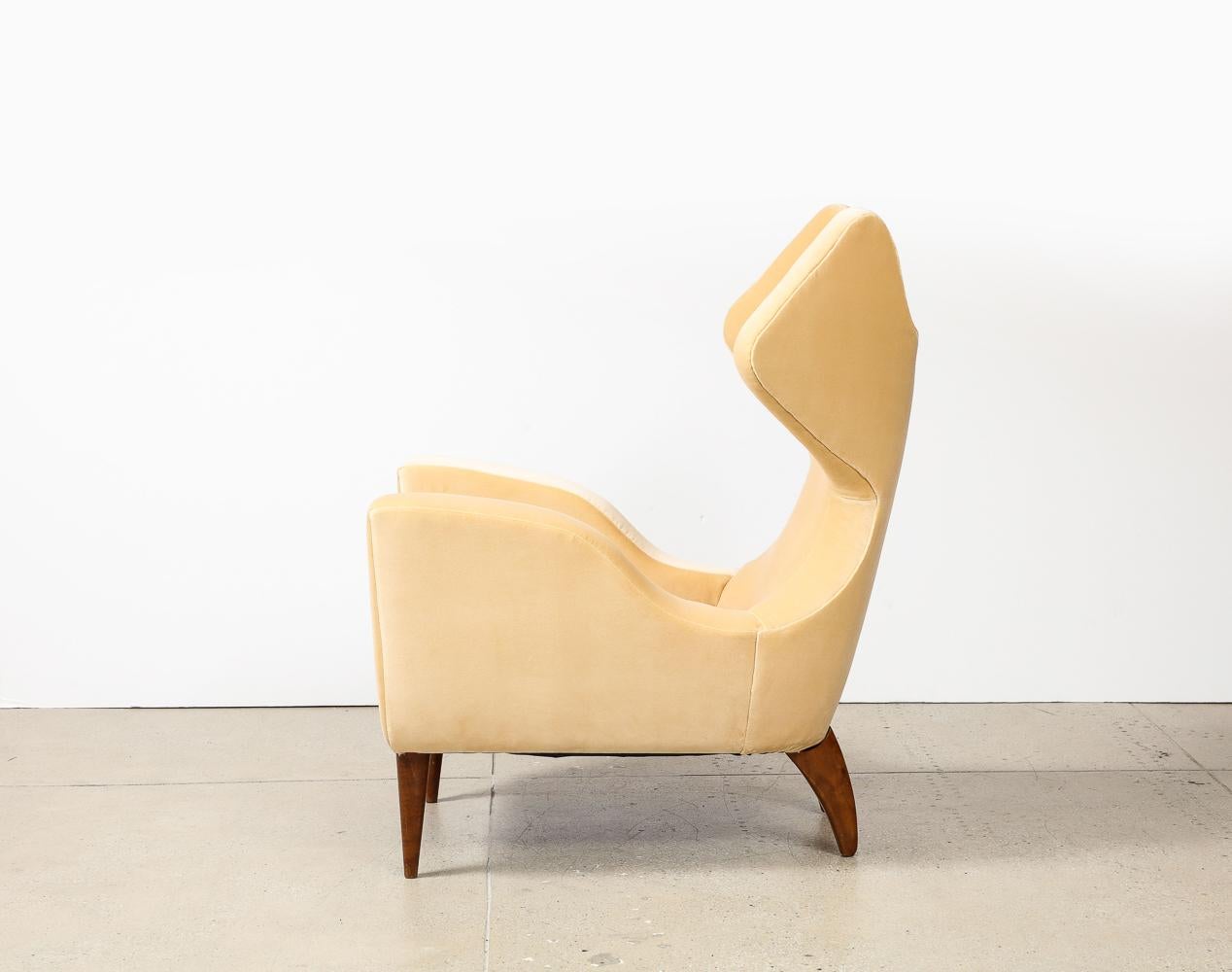 Italian Rare Wing Back Lounge Chair by Renzo Zavanella For Sale