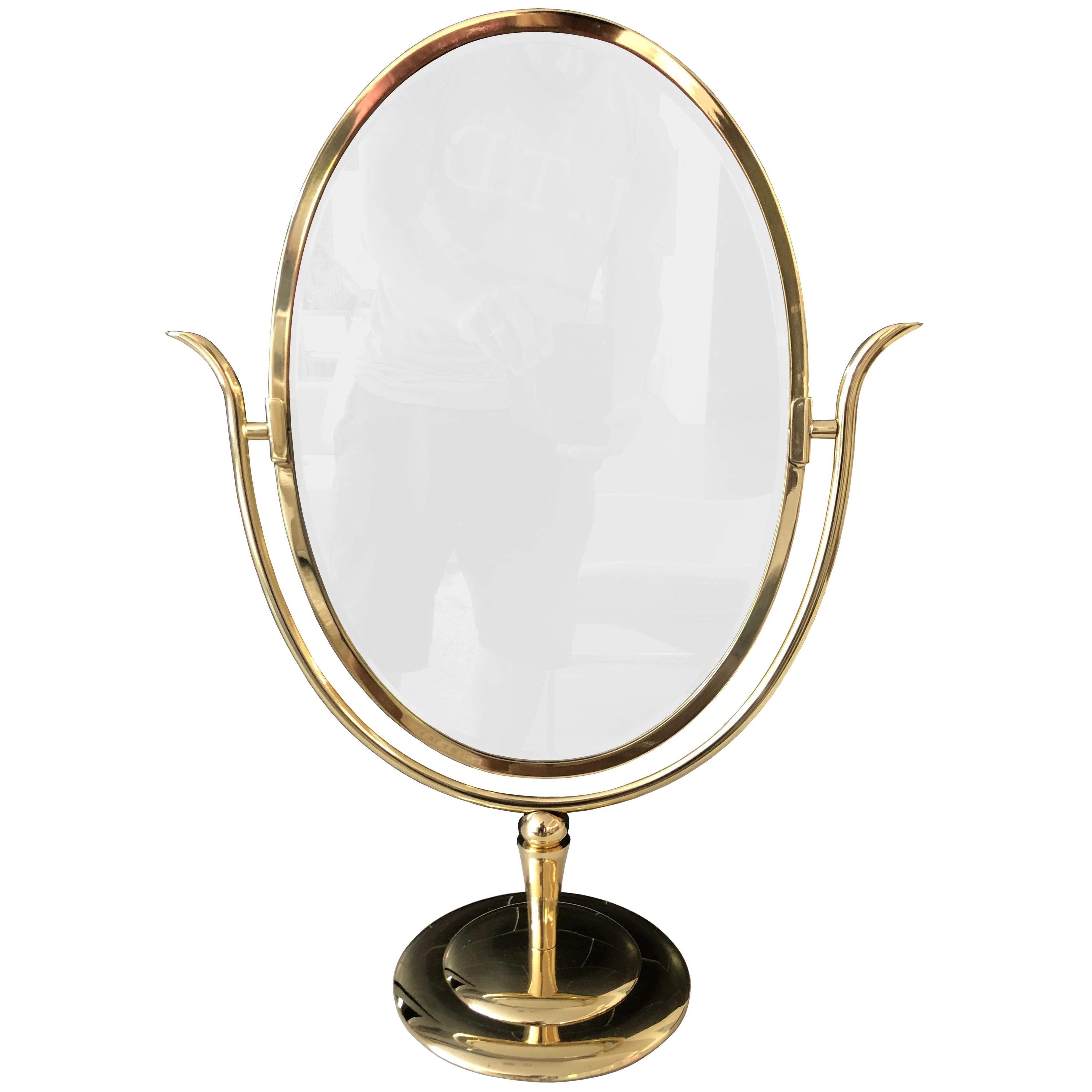 Rare "Wishbone" Vanity Mirror in Brass by Charles Hollis Jones