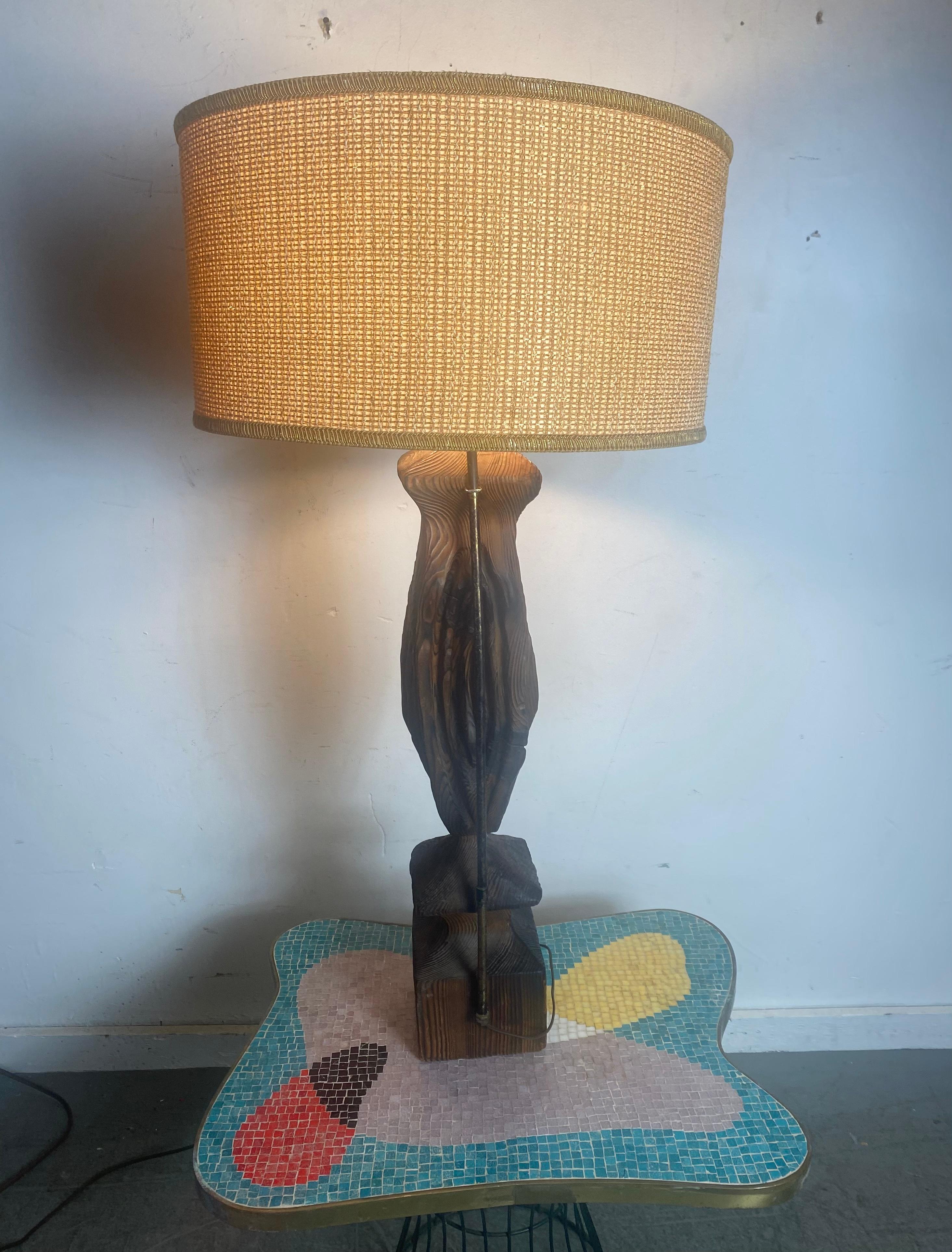 Carved Rare Witco Tiki Figural Table Lamp, , Abstract Modernist Design