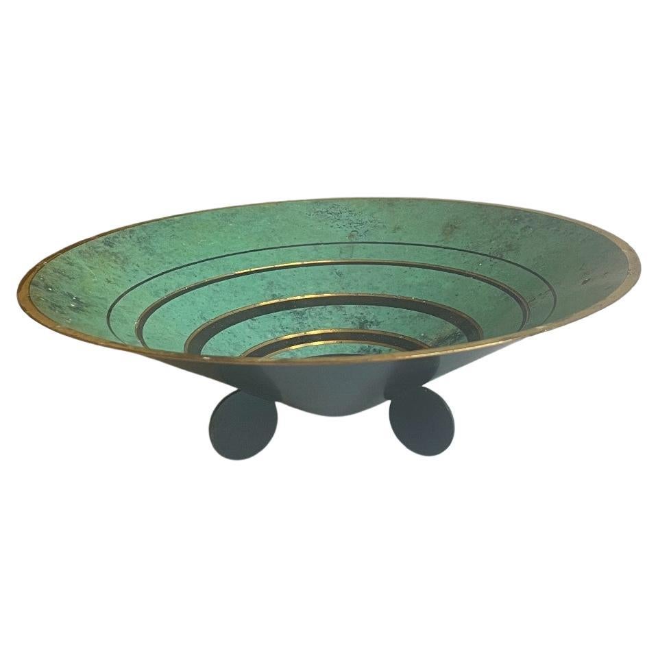 Rare WMF Ikora Patinated Brass Centerpiece Bowl, Germany, Art Deco circa 1930