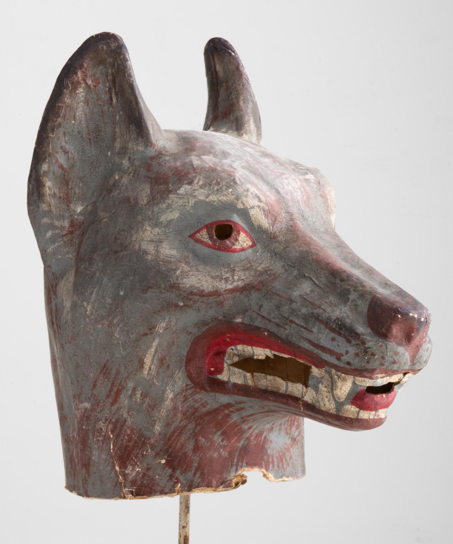 Folk Art Rare Wolf Theatre Mask, Belgium, circa 1930