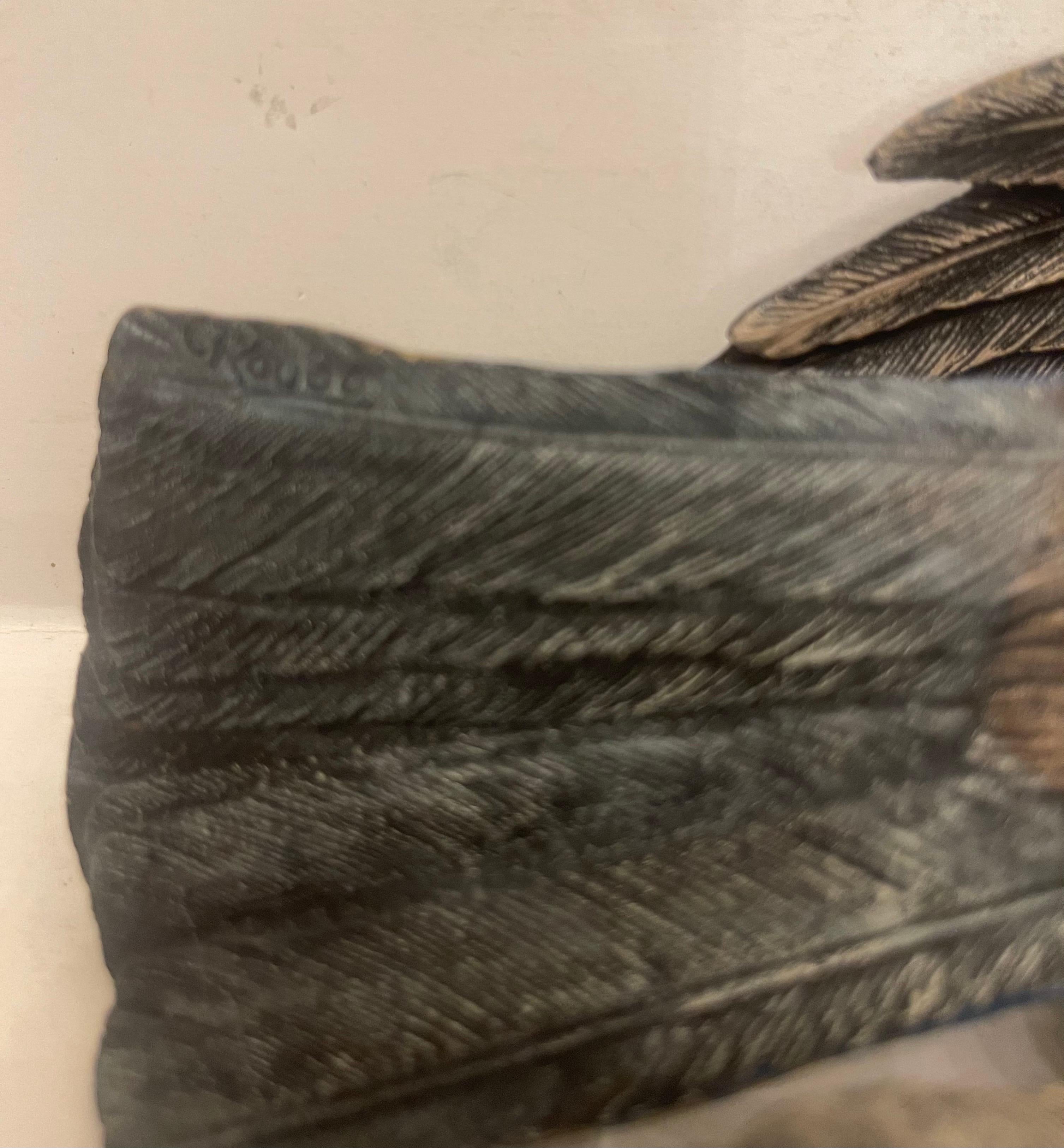 Rara y maravillosa escultura de Carl Kauba de bronce austriaco pintado en frío de gran tamaño de arrendajo azul siglo XX en venta